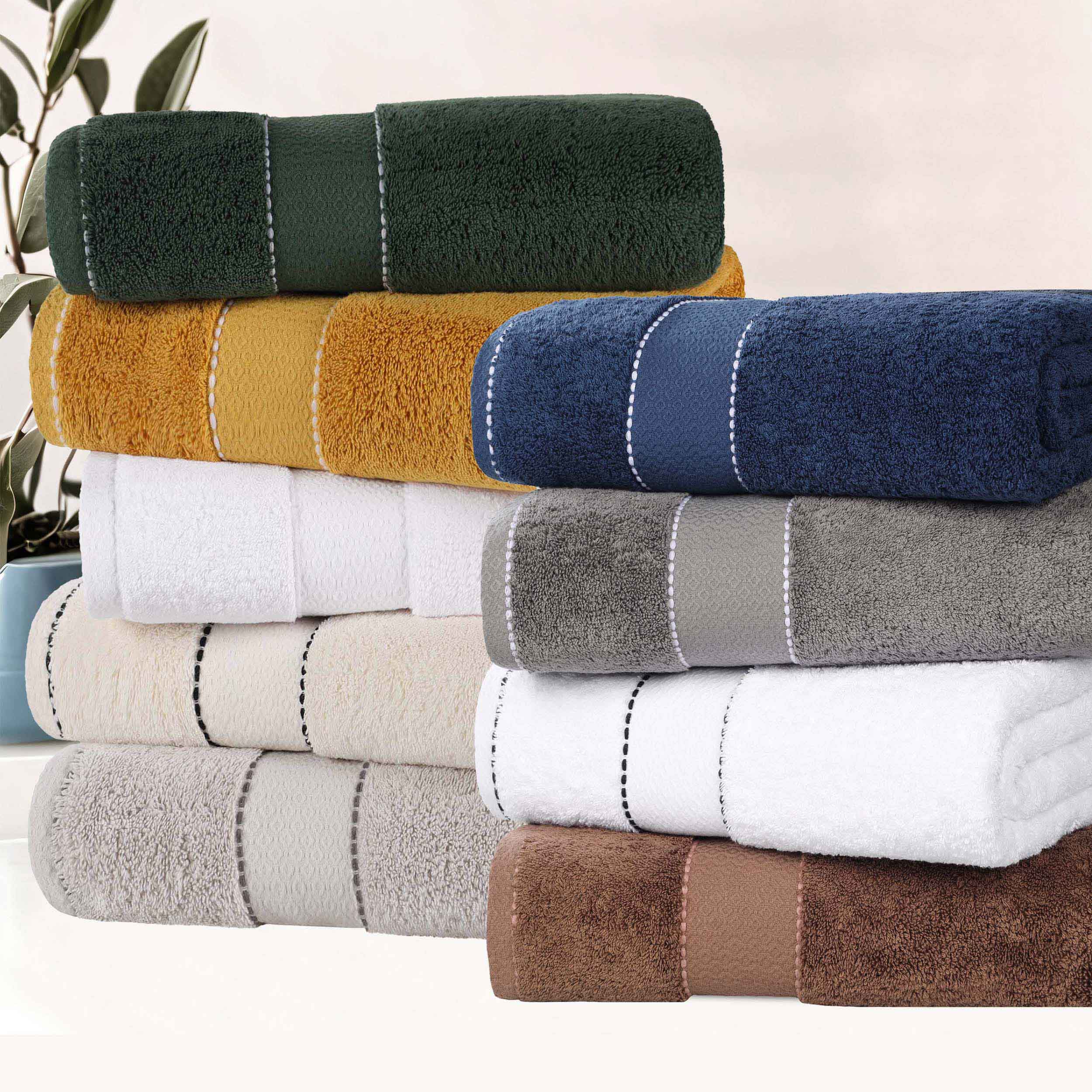 Premium Giza Cotton Dobby Face Towels - Set of 12 | Ultra Absorbent & Soft Egyptian Cotton | Spa, Gym & Travel Essentials | Made in Egypt