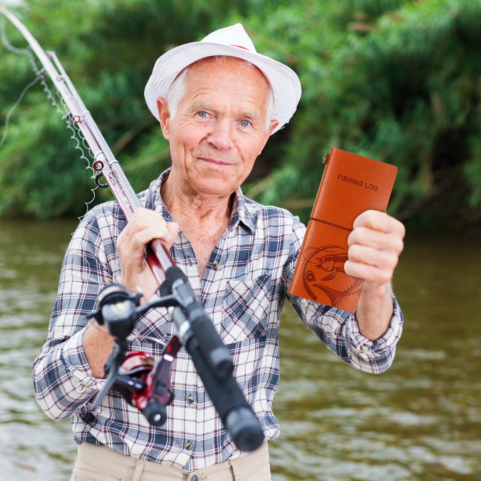 Glenmal Fishing Log Book with Pen - Fishing Journal Notebook for Men, Dad, Husband - Record Fishing Details & Memories - Perfect Gift for Father's Day, Birthday - 96 Pages - Ideal for Anglers, Outdoorsmen & Fishing Enthusiasts