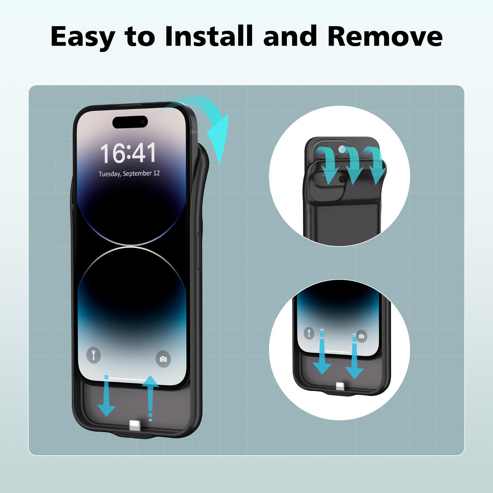 BOANV 6800mAh Battery Case for iPhone 14 Pro Max - High Capacity Rechargeable Charging Case with Portable Protection (1 Pack) | Perfect for Travel, Outdoor Activities & Extended Phone Usage