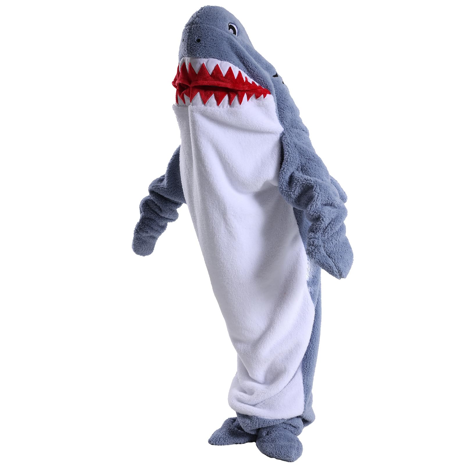 Shark Wearable Blanket for Adults & Kids - Soft Flannel Hoodie Onesie with Sleeves | Cozy Hooded Blanket for Lounge, Cosplay & Winter Nights