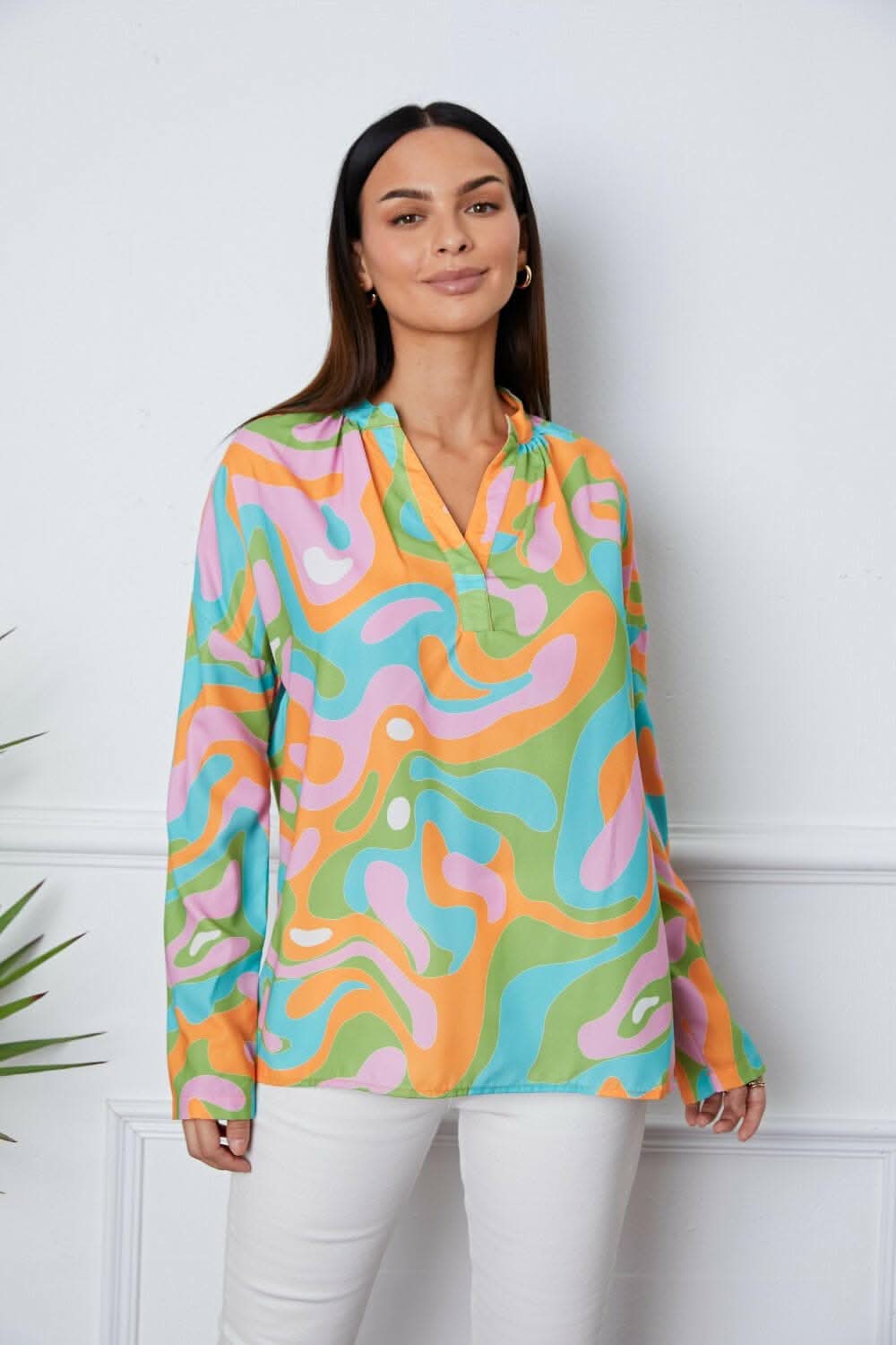Stylish Printed Notch Neck Blouse for Women - Perfect for Office Wear, Casual Outings & Special Occasions
