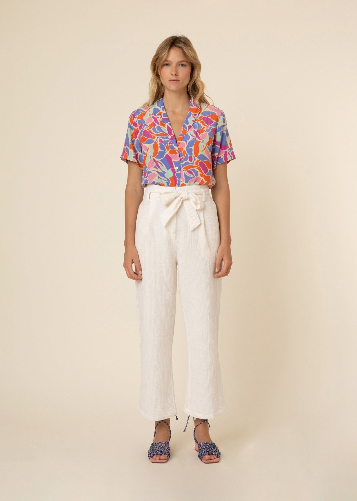 Gina Women's High Waist White Trousers - Comfortable Stretch Pants for Office, Casual & Travel Wear