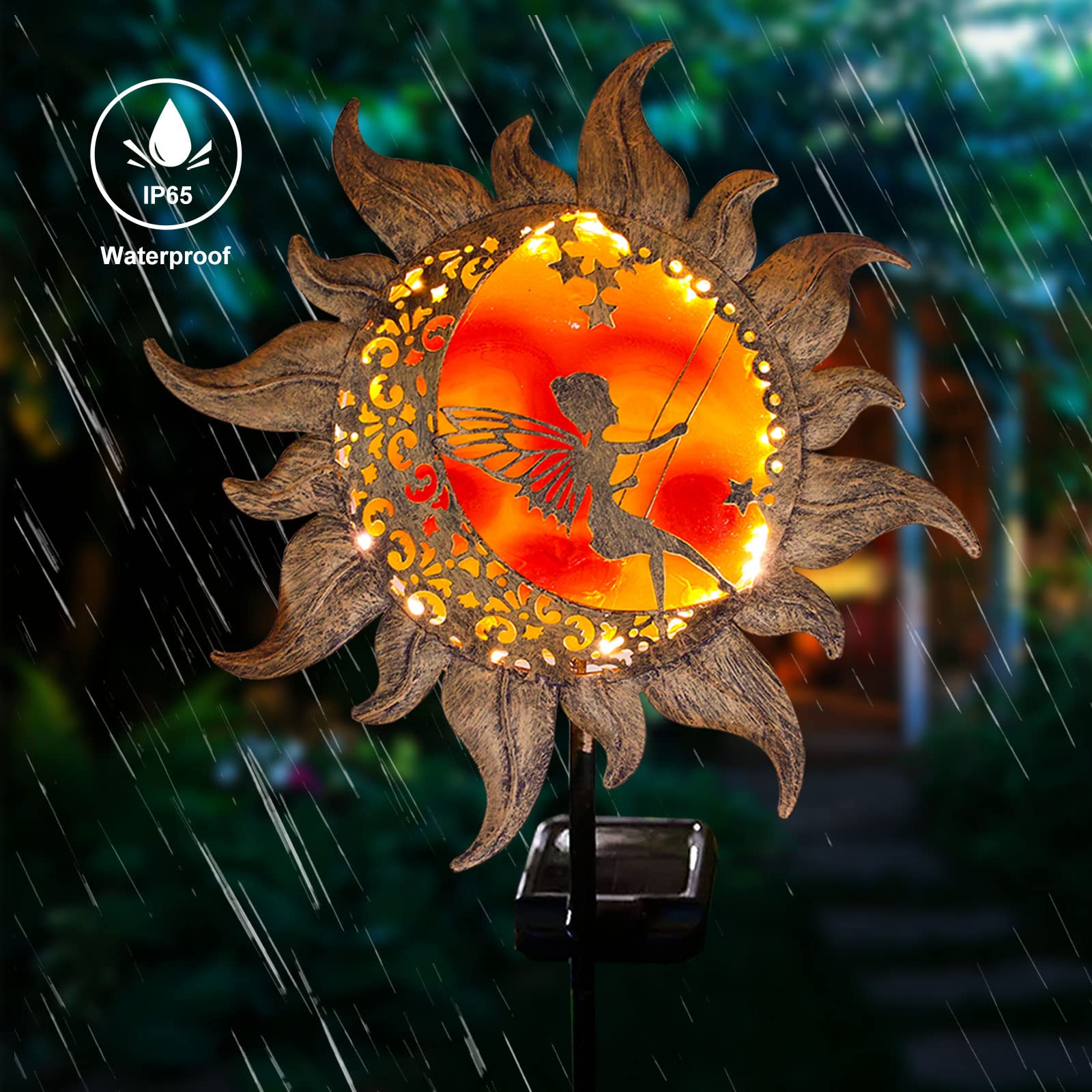 Solar Pathway Lights - YJFWAL Outdoor Garden Stake Lights with Butterfly & Glass Decor, Waterproof Fairy Lights for Walkway, Yard, Lawn, Patio (Warm White) | Perfect for Halloween, Christmas & Landscape Lighting Decorations