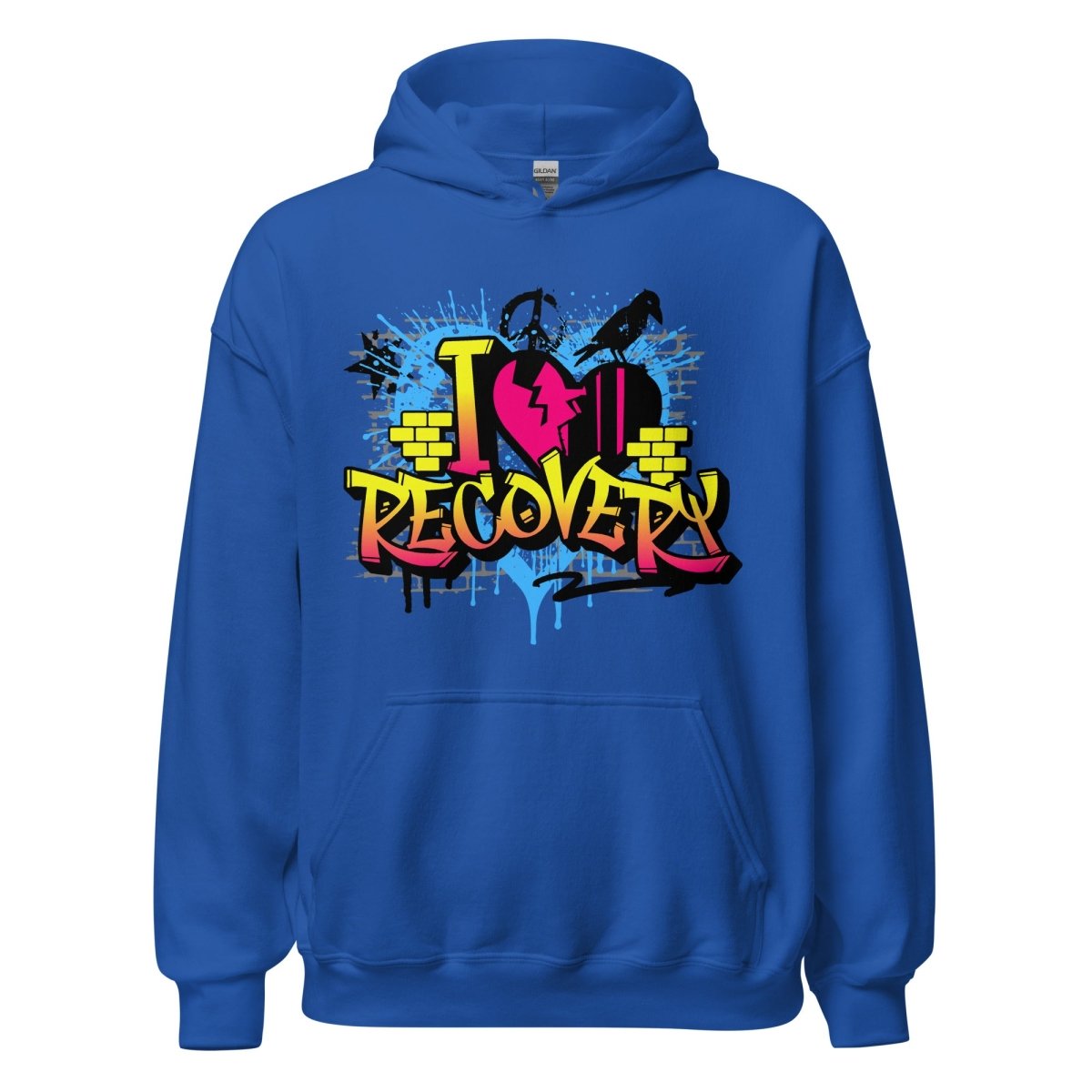 I Heart Recovery Graffiti Hoodie - Trendy Unisex Pullover Sweatshirt for Streetwear & Casual Outfits | Perfect for Urban Fashion, Gym Wear, and Everyday Comfort