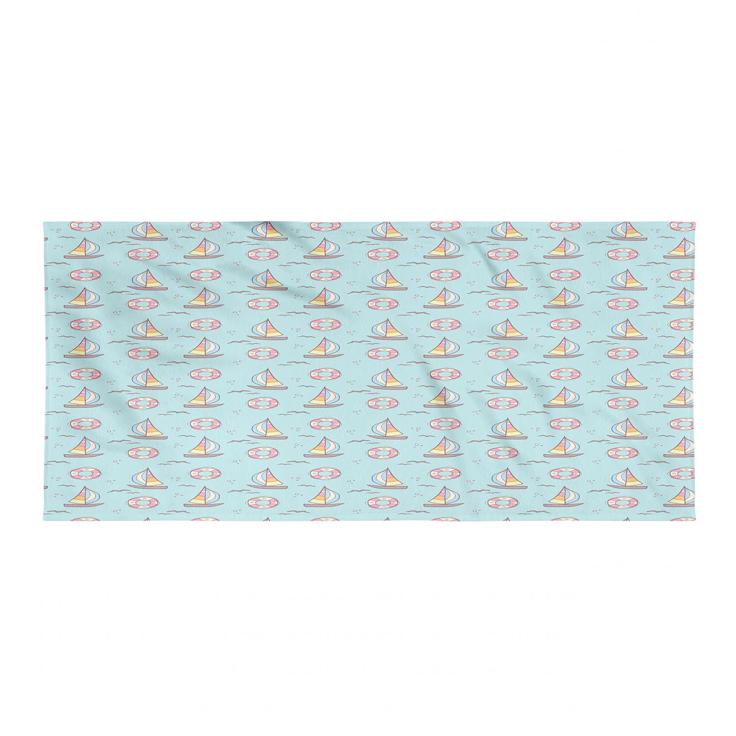 Ambesonne Quick Dry Lightweight Microfiber Camping Towel - Sailboat Seagull Doodle Design - Ultra Compact Travel Towel for Backpacking, Hiking, Beach, Swimming & Outdoor Activities - Pale Seafoam Multicolor