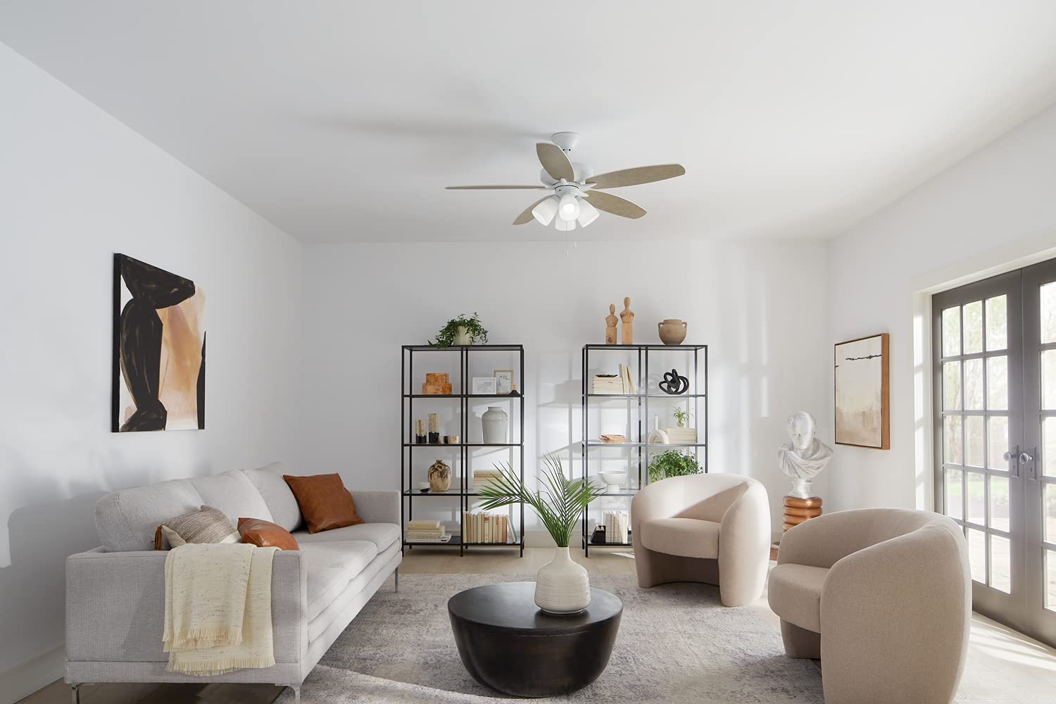 Kichler 52 Inch Renew Premier LED Ceiling Fan with Light, Matte White Finish - Energy Efficient Cooling for Living Room, Bedroom & Patio