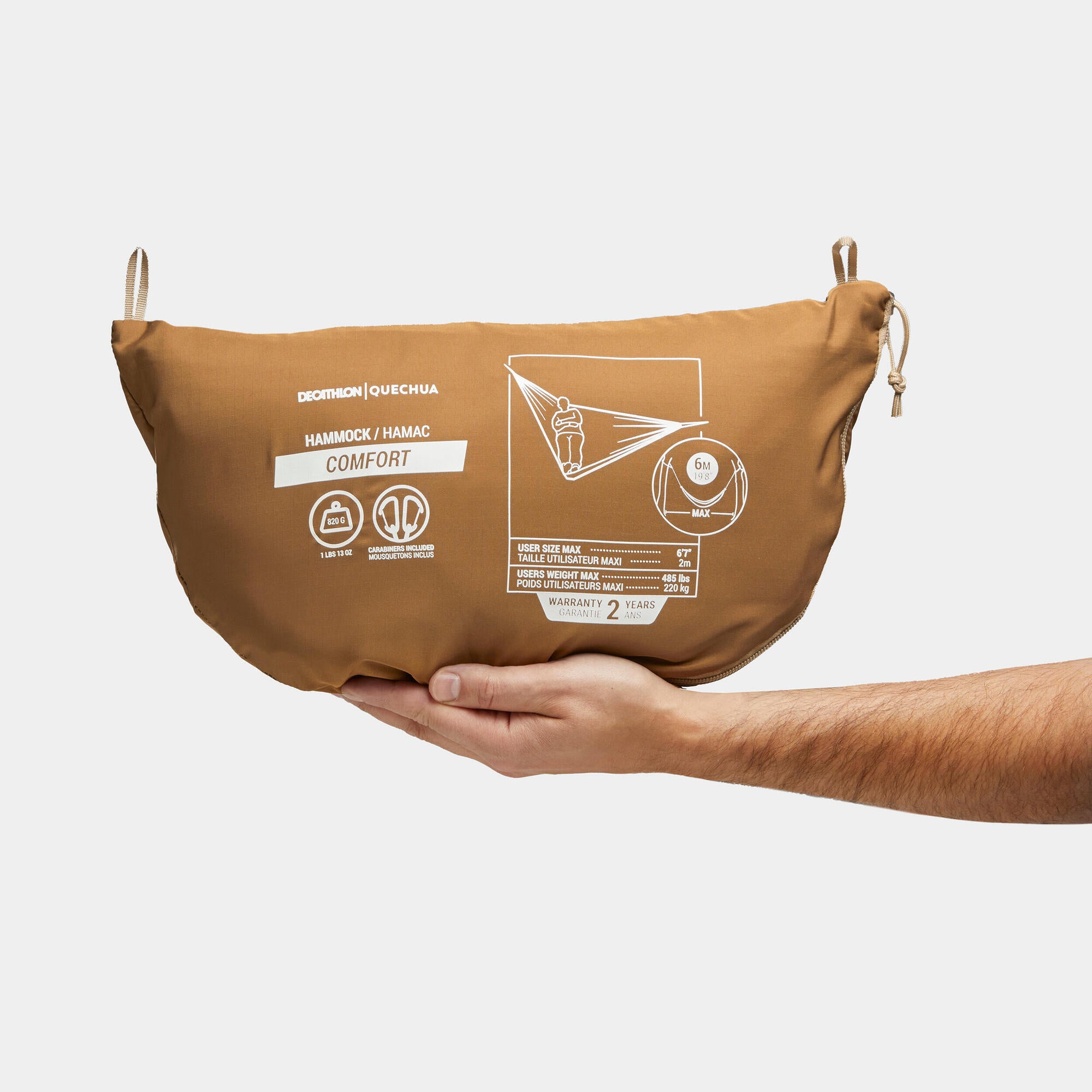 Quechua 2-Person Hammock - Comfortable & Spacious 350 x 175 cm - Perfect for Camping, Backyard & Beach Relaxation