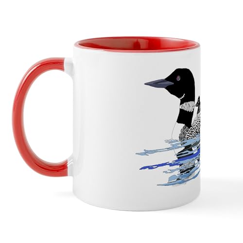 White/Red Inside - Loon With Babies Mug