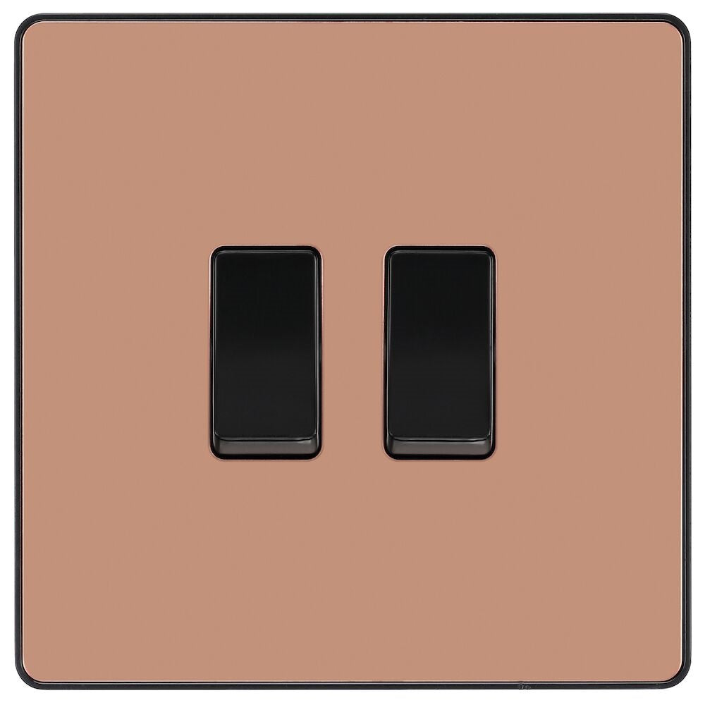 BG Evolve Polished Copper 2W & Intermediate Light Switch PCDCP2WINTB - Premium Electrical Switch for Modern Homes & Offices | Ideal for Bedroom, Living Room and Commercial Spaces