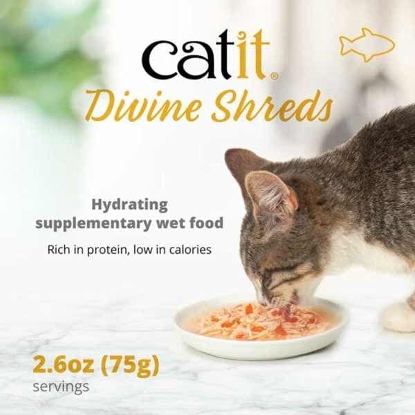 Catit Divine Shreds Tuna with Chicken & Wakame Cat Food Topper - Grain-Free Wet Cat Food Supplement for Picky Eaters - Perfect for Enhancing Dry Food or as a Tasty Treat
