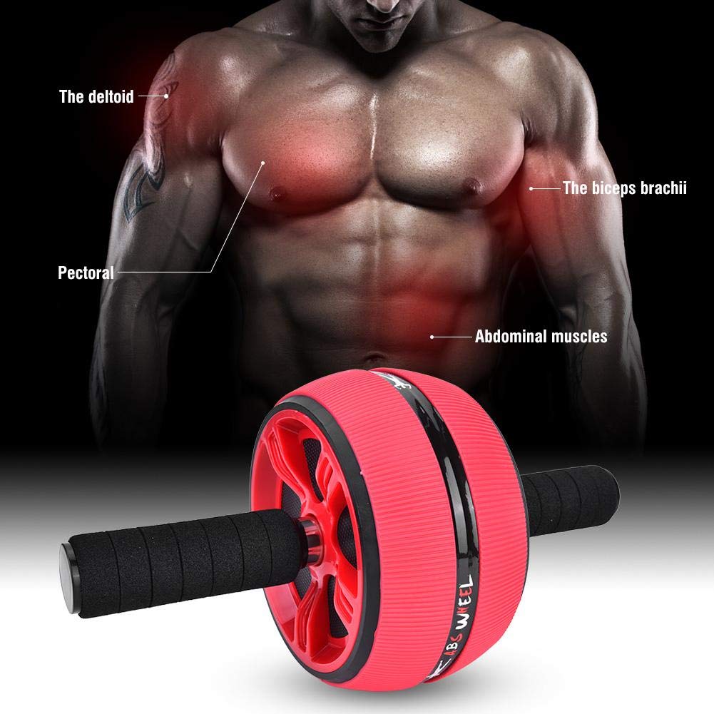Akozon Ab Wheel Roller - Core Workout Equipment for Home Gym | Abdominal Exercise Wheel with Training Pad | Fitness Equipment for Men & Women | Perfect for Strength Training and Abs Workouts (Red)