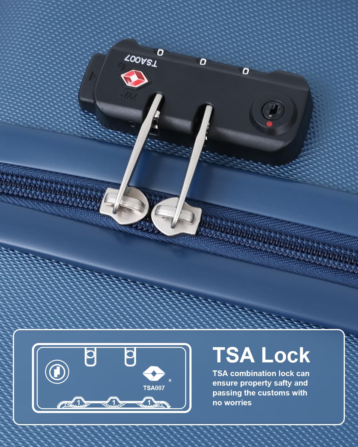 3-Piece ABS Hardshell Luggage Set with 360° Spinner Wheels - TSA Approved Lightweight Suitcases for Travel (Navy Blue) | Perfect for Family Vacations, Business Trips & International Travel