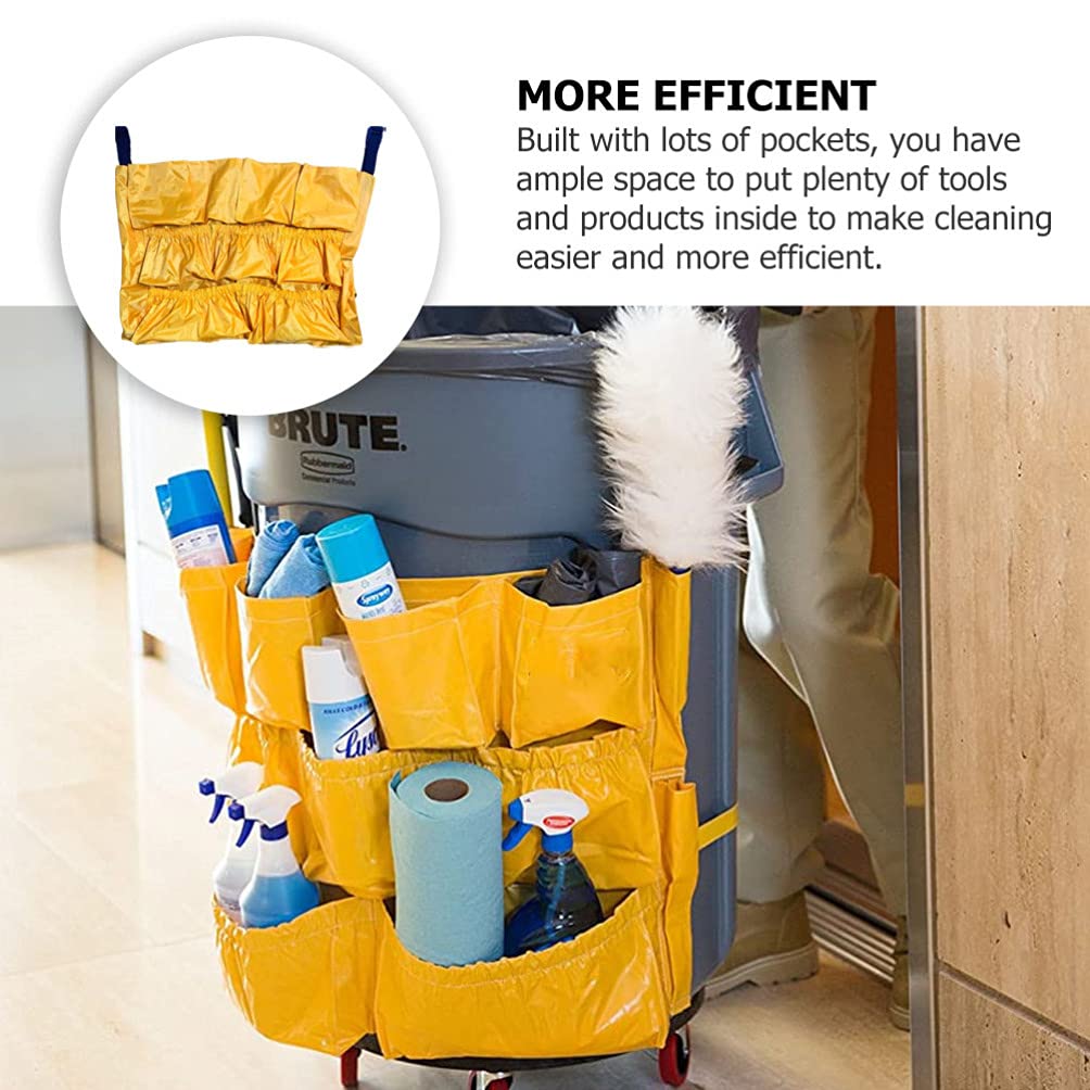 Hemobllo Multi-Pocket Vinyl Trash Bin Tool Bag - Durable Yellow Garbage Can Liner for Maid Cleaning, Waste Disposal & Household Use | Perfect for Kitchen, Bathroom & Outdoor Cleaning