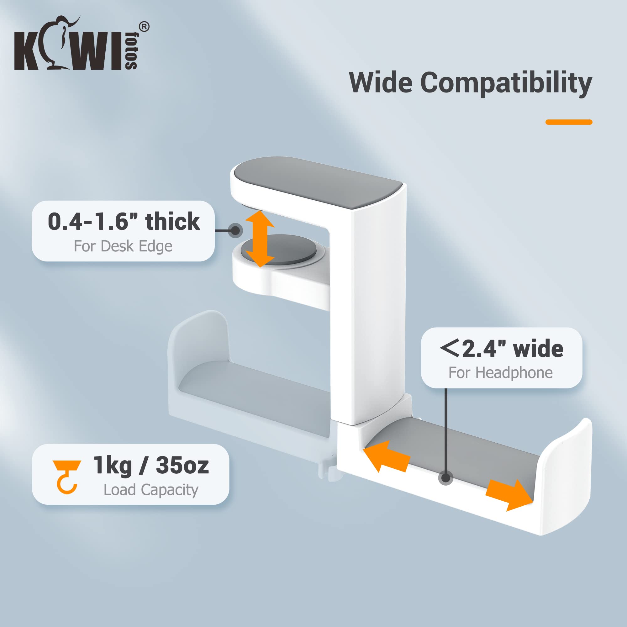 Under Desk Headphone Stand Holder with Adhesive - White PC Gaming Headset Hanger for Office, Home & Gaming Setup - Space Saving Headset Organizer for Desk, Workstation & Entertainment Center