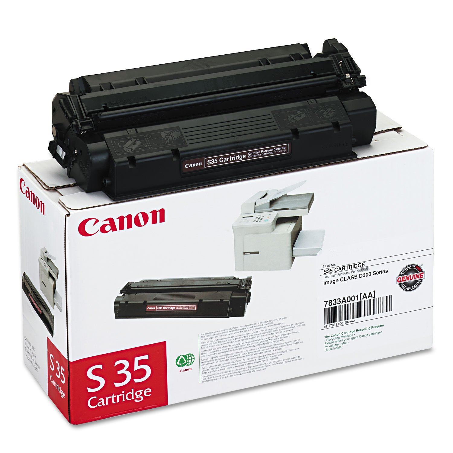 Canon Genuine Toner Cartridge S35 Black (7833A001) - 1 Pack Replacement for imageCLASS D320, D340 & FAXPHONE L170 - High Yield Printing for Home & Office Use