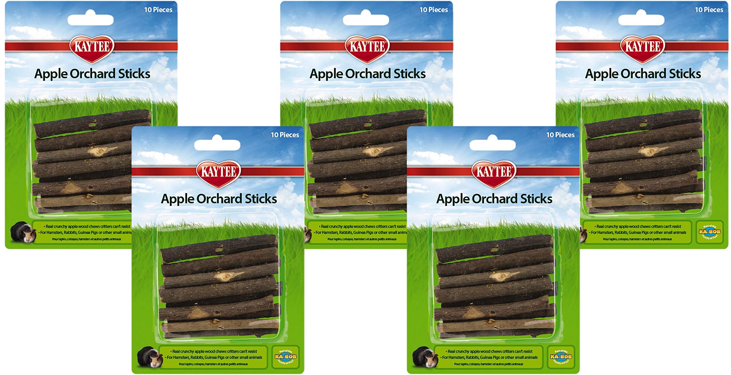 Kaytee Apple Orchard Sticks for Small Pets - 10 Pack Natural Chew Toys for Rabbits, Hamsters & Guinea Pigs - Safe Wooden Treats for Dental Health & Boredom Relief - Perfect for Cage Enrichment & Playtime