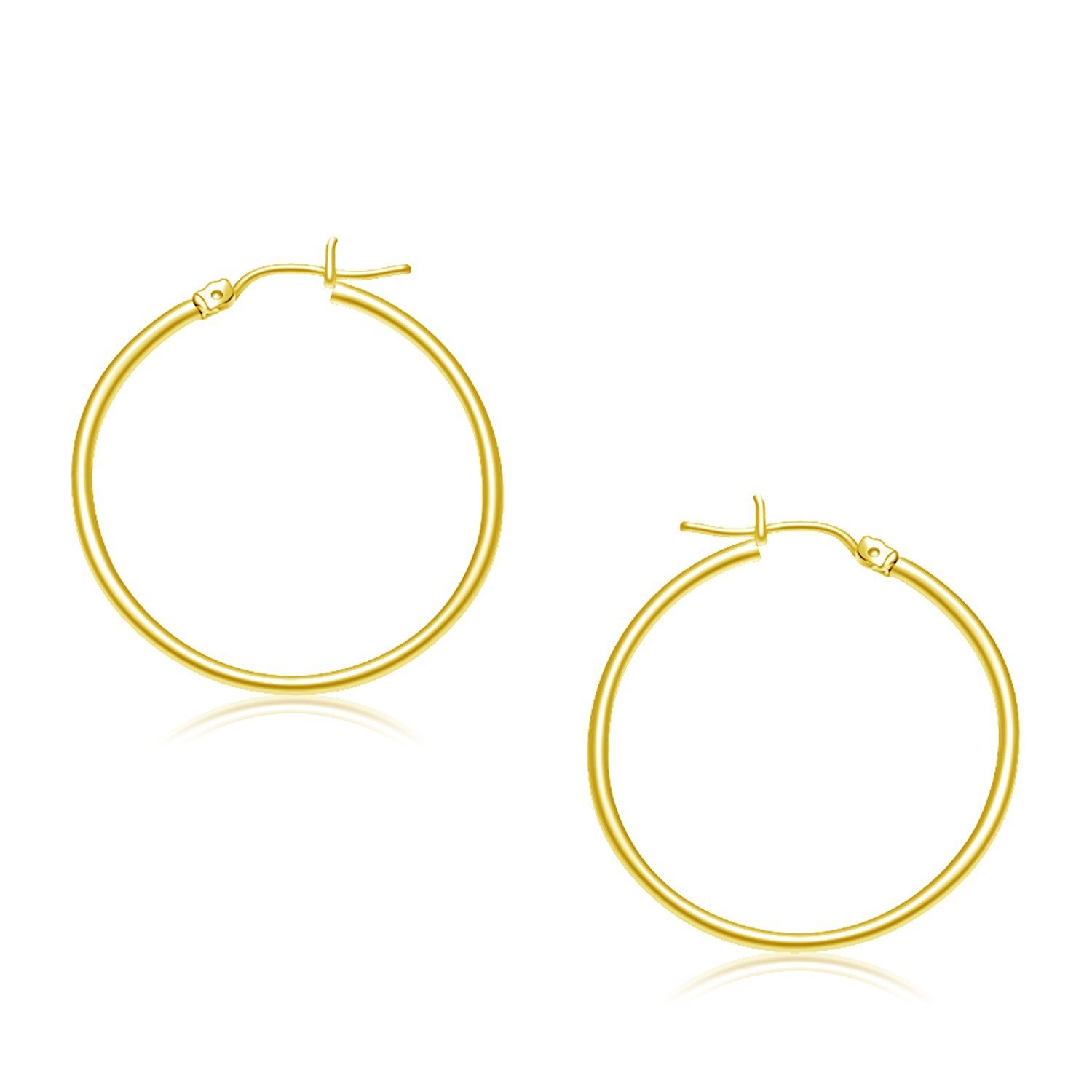10K Yellow Gold Polished Hoop Earrings - 30mm, 1.4g Lightweight Dainty Circle Earrings for Women - Perfect for Everyday Wear, Parties & Special Occasions