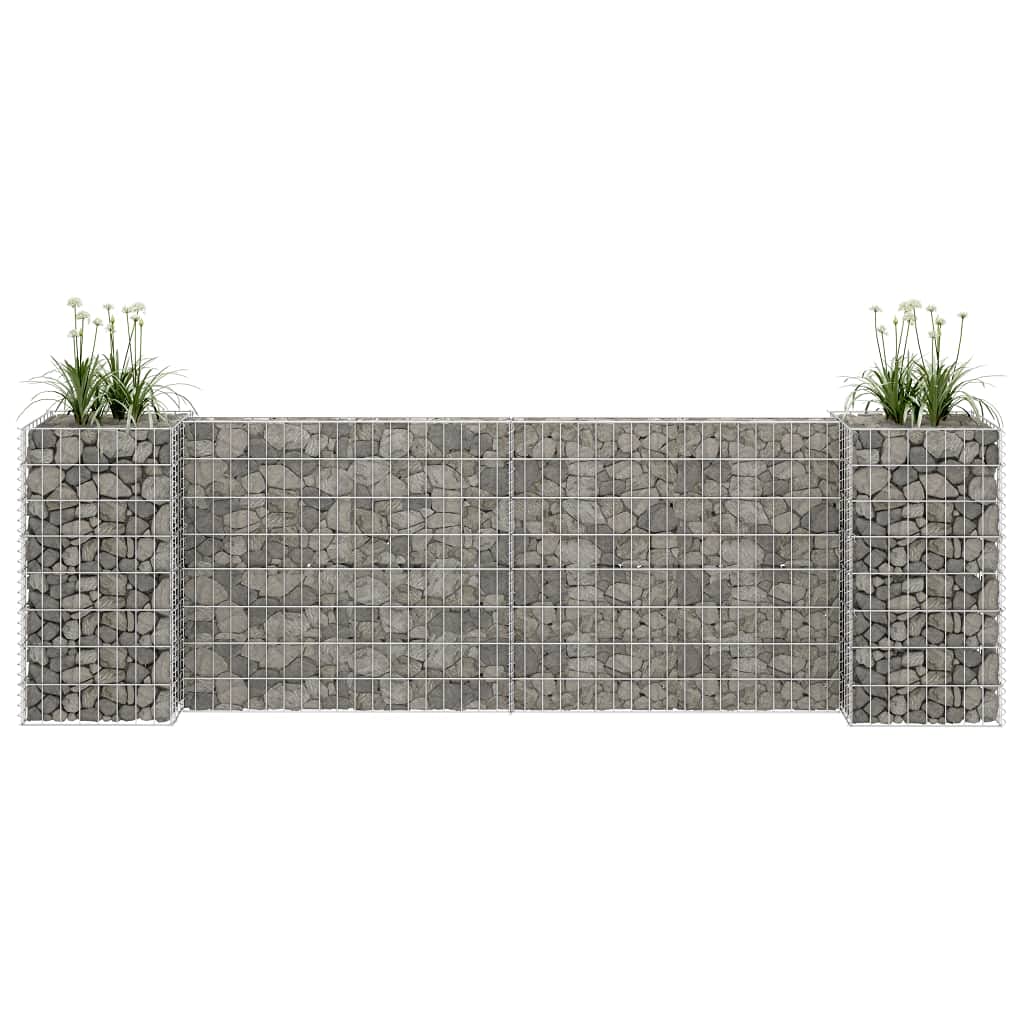 Galvanized Steel Gabion Wall Planter - Outdoor Garden Raised Bed Stone Basket for Vegetables, Flowers & Plants | H-Shaped Landscape Decoration for Patio, Yard & Backyard