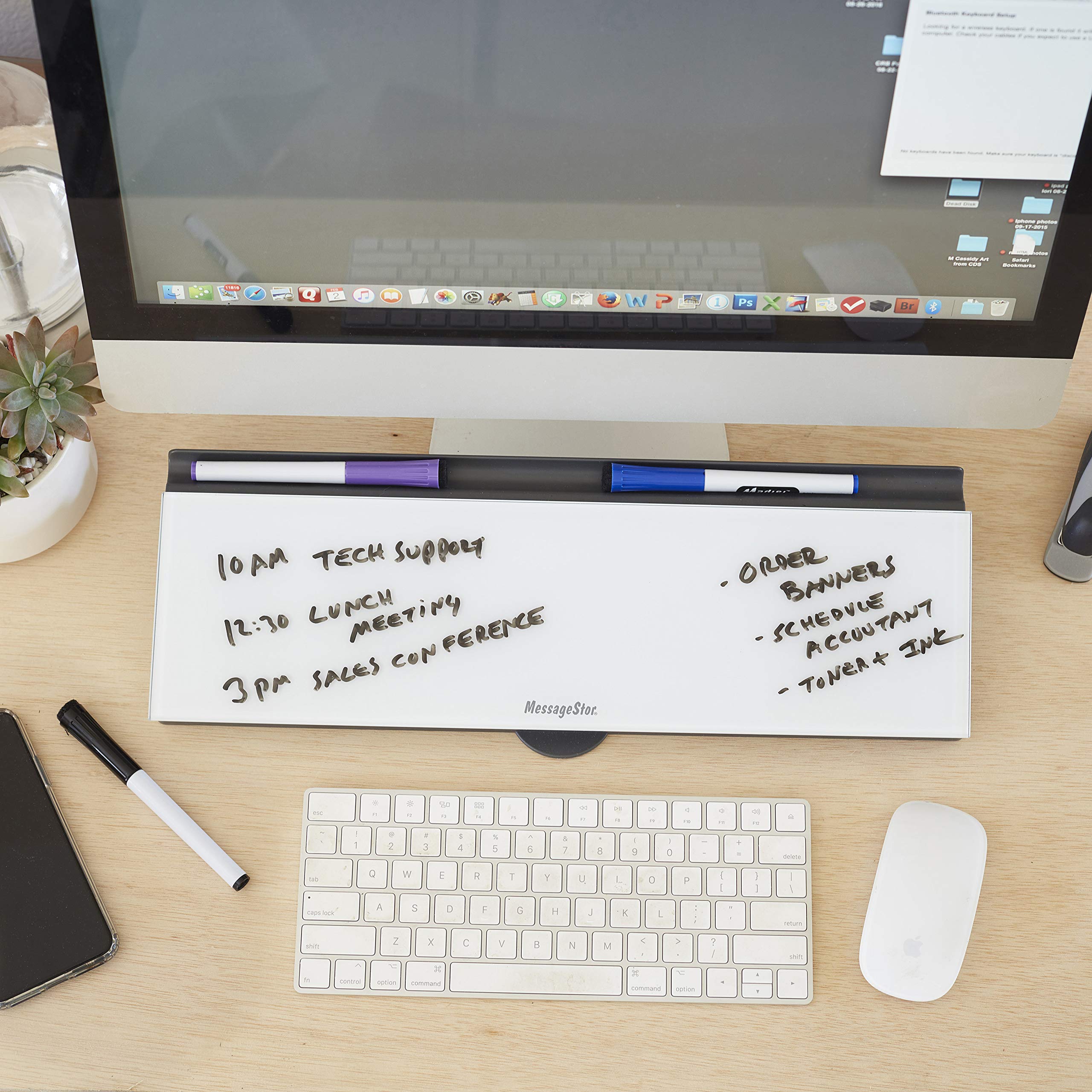 ECR4Kids White MessageStor Keyboard Write and Store Desk Organizer - Perfect for Home Office, School & Workspace Organization