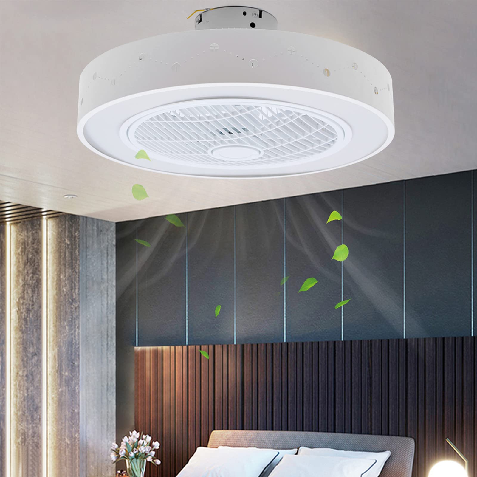 TFCFL Ceiling Fan Light with Remote Control - Dimmable LED Constellation Light, 3 Speed Settings & 3 Color Temperatures for Bedroom, Office, Living Room - 110V Quiet Modern Ceiling Fan Lamp for Home Cooling and Ambient Lighting