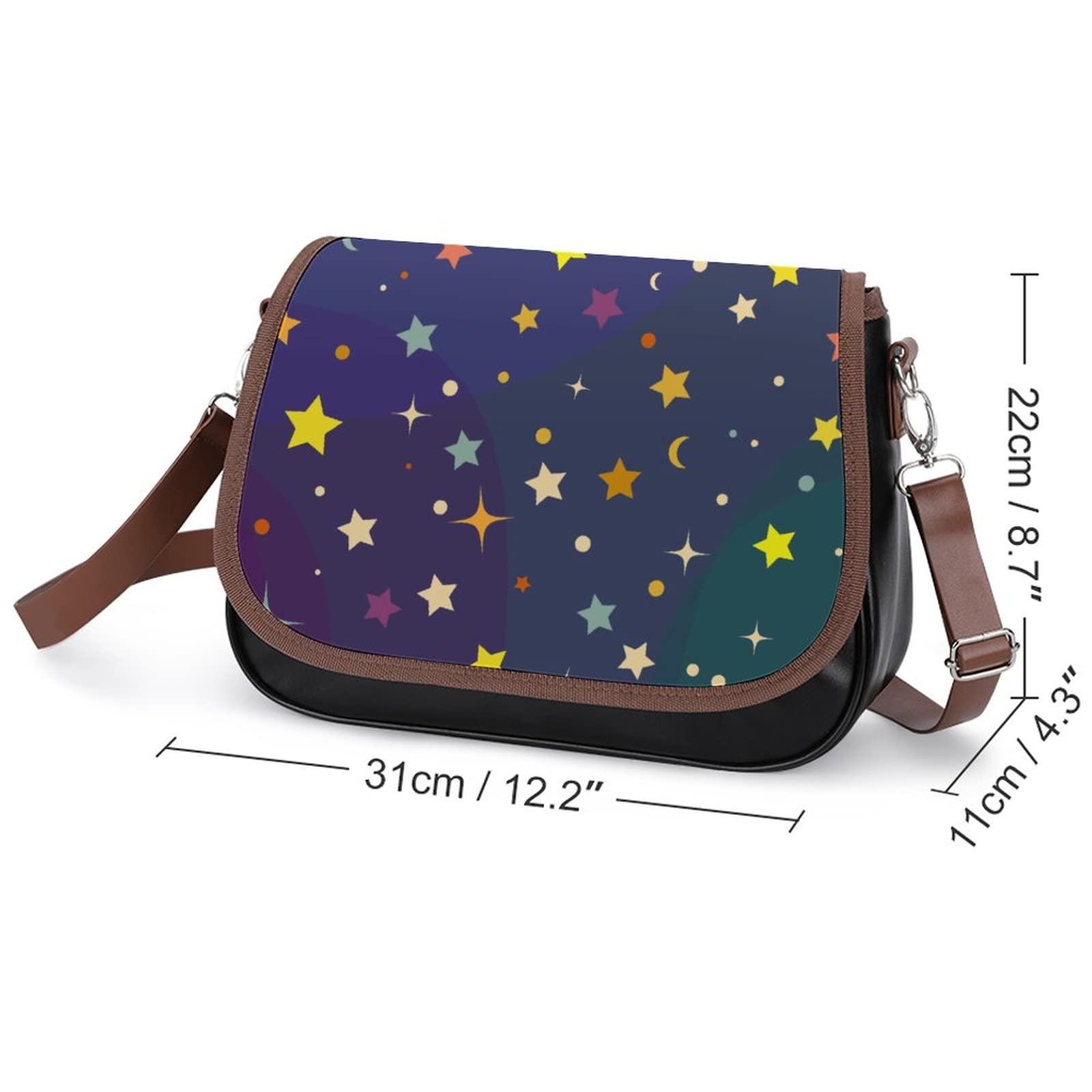 Women's Printed Leather Crossbody Bag - Fashion Shoulder Messenger Purse with Cartoon Starry Sky Design | Perfect for Work, Travel & Daily Use