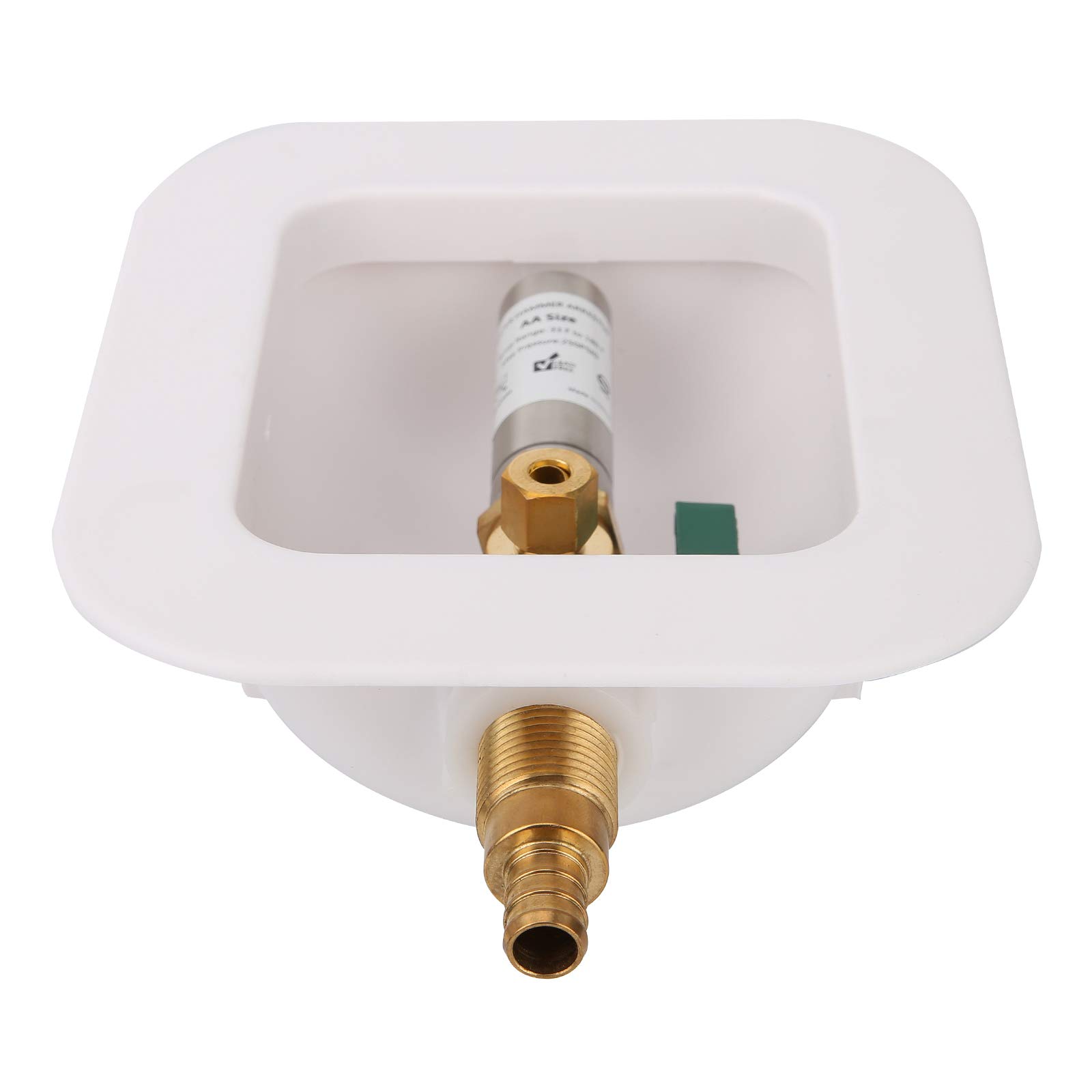Solimeta Ice Maker Outlet Box with Water Hammer Arrestor - PEX Connection & Stop Valve - Laundry Box for Water Machines - Perfect for Home Ice Makers & Washing Machine Installations