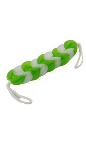 KIRA Extra Long Stretch Back Scrubber with Rope Handles - Exfoliating Mesh Bath & Shower Sponge for Deep Cleansing - Braided Loofah Scrubber for Men & Women (Green) - Perfect for Hard-to-Reach Areas & Sensitive Skin