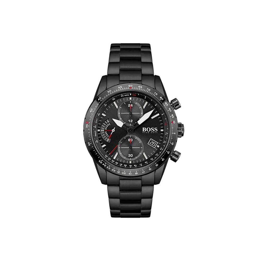BOSS Men's Black Stainless Steel Quartz Watch - Water Resistant, Date Display, Casual & Business Style - Perfect for Office, Parties, and Everyday Wear (Model: 1513854)