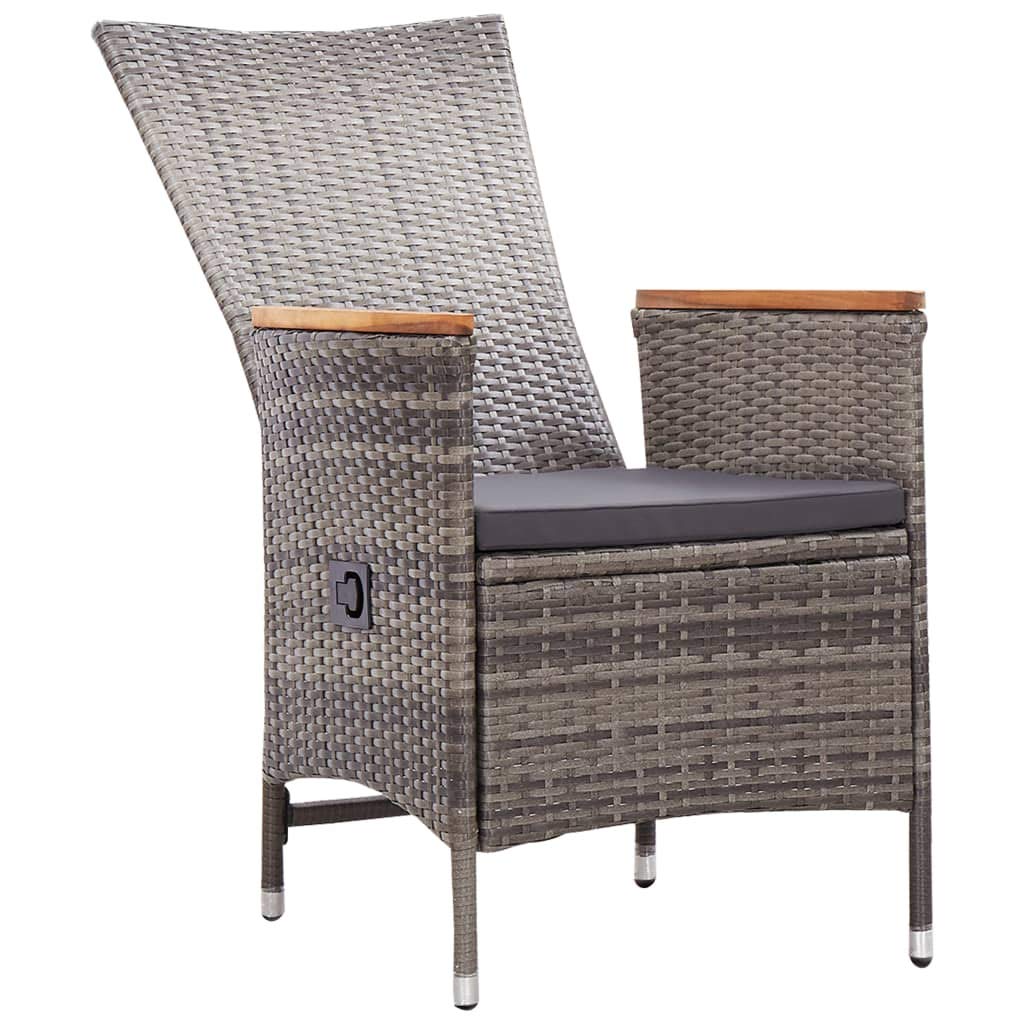FAMIROSA 2-Piece Outdoor Patio Chairs Set with Cushions - Gray Poly Rattan Furniture for Garden, Poolside, Deck & Backyard Relaxation