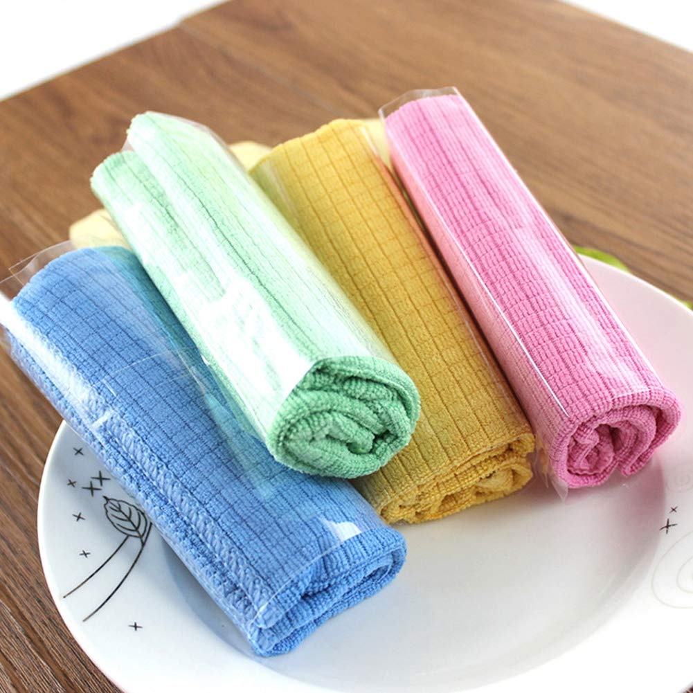 4-Pack Premium Microfiber Cleaning Cloths - Super Absorbent Reusable Dish Towels for Kitchen, Car, Windows & Household Cleaning (Great Housewarming Gift) - Perfect for Daily Cleaning, Spill Wipes & Streak-Free Shine