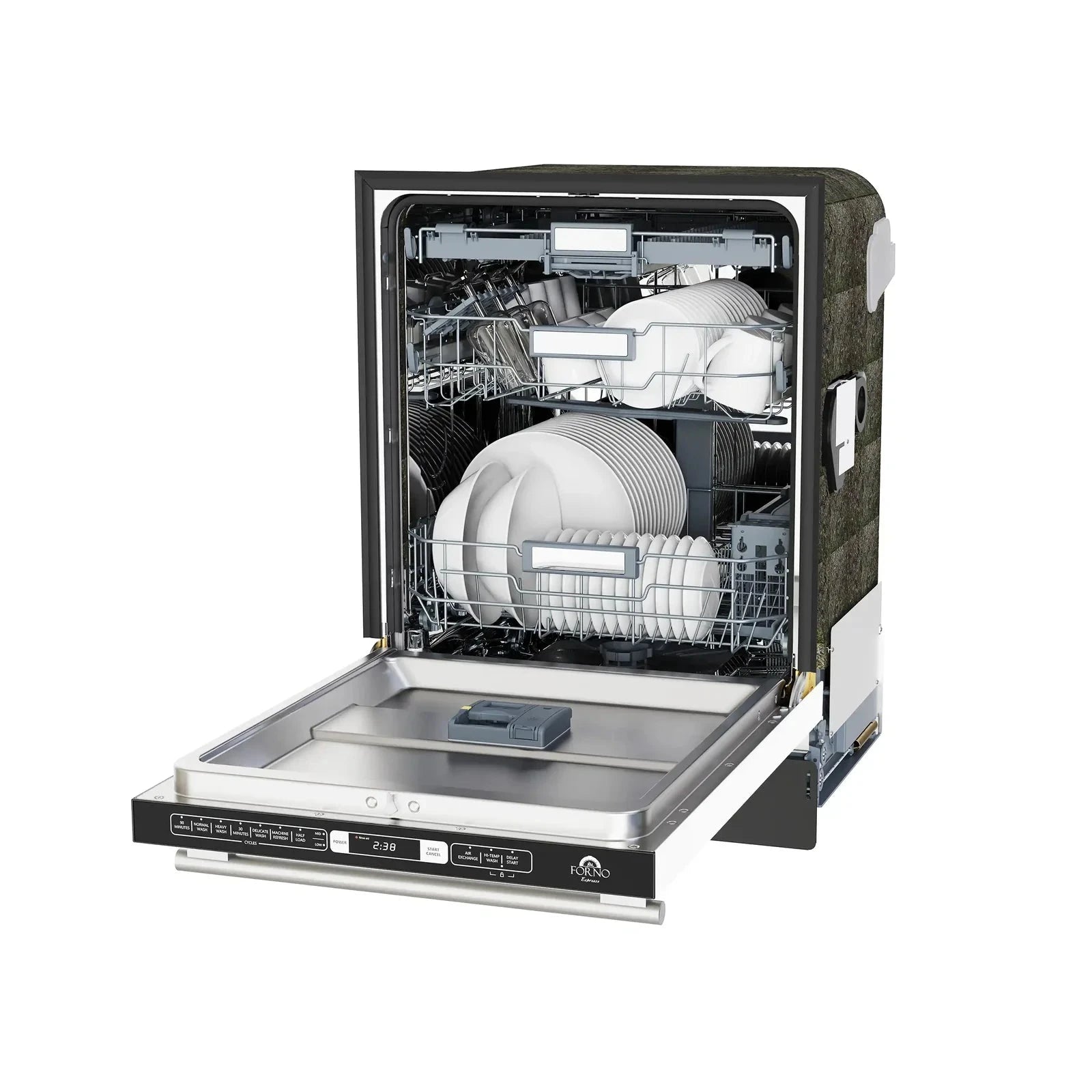 Forno Romano Espresso 24-Inch Built-In Dishwasher in White with Stainless Steel Handle - FDWBI8035 24WHT | Energy Efficient, Quiet Operation for Modern Kitchens & Open-Concept Homes
