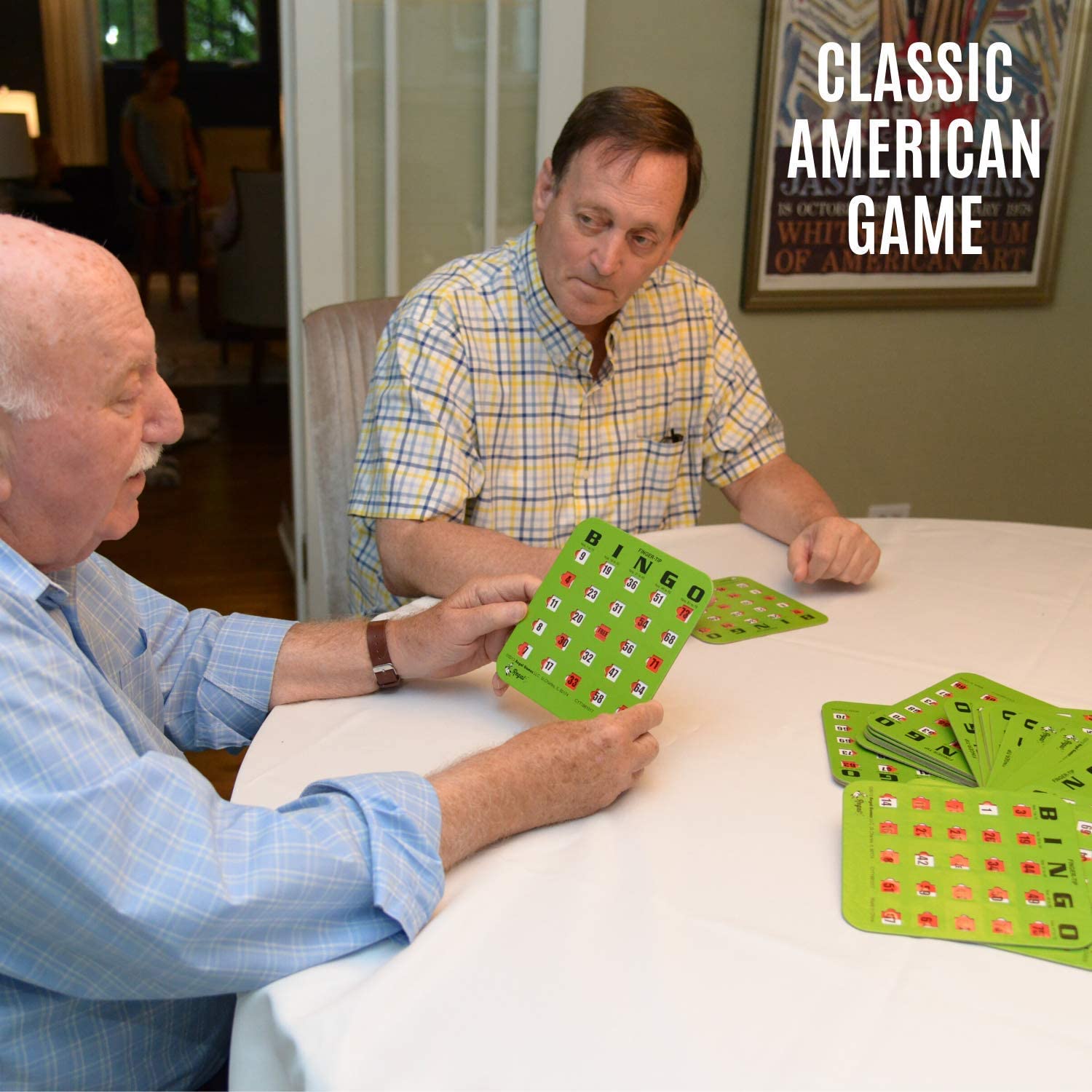 Regal Games - Finger-Tip Bingo Set with Jumbo Calling Cards, Master Board & 25 Easy Read Shutter Slide Cards - Green - Perfect for Family Game Nights, Bingo Parties & Senior Activities