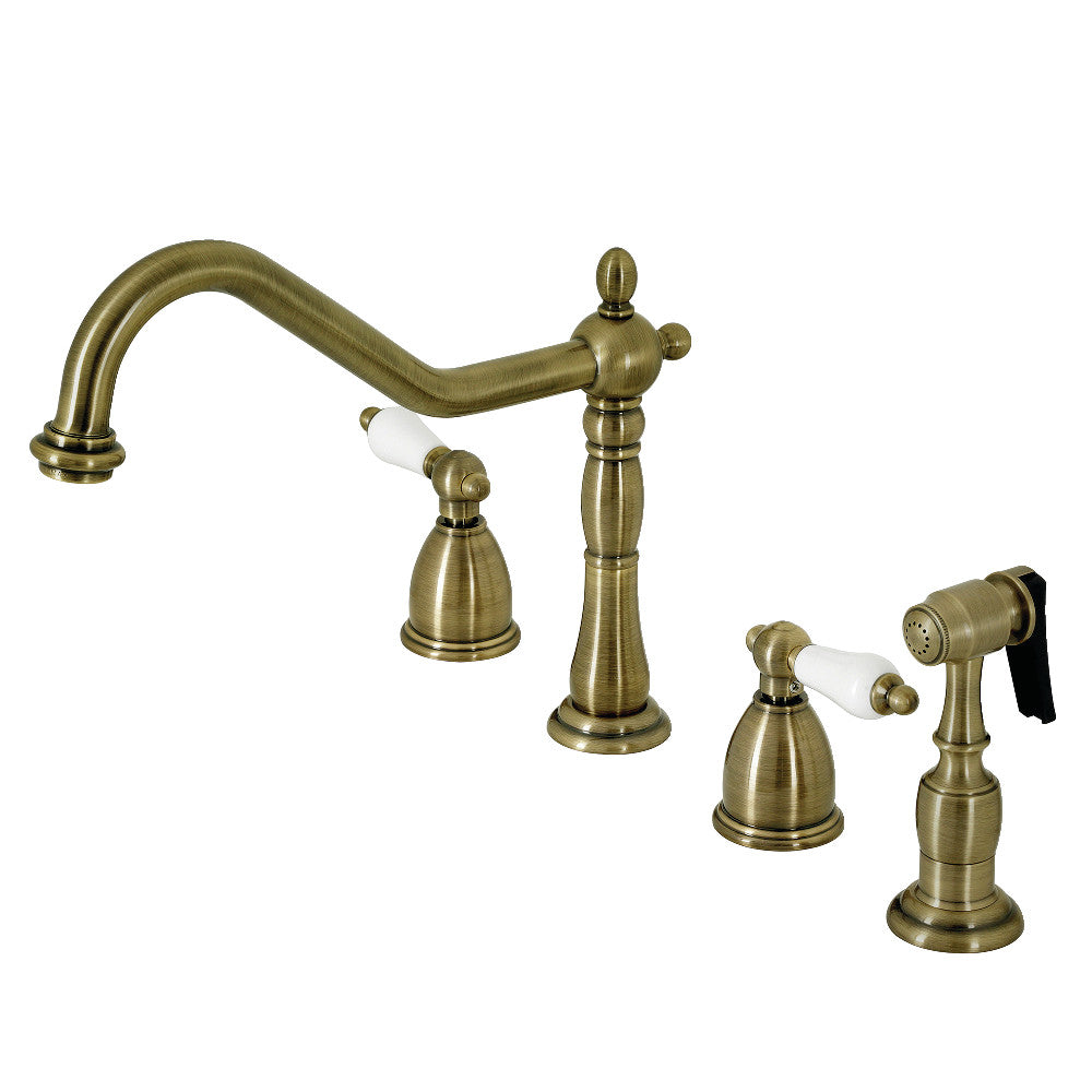 Kingston Brass KB1796PLBS Widespread Kitchen Faucet - Modern Pull-Down Sprayer, Oil Rubbed Bronze Finish for Stylish Kitchens | Perfect for Sinks, Food Prep & Dishwashing
