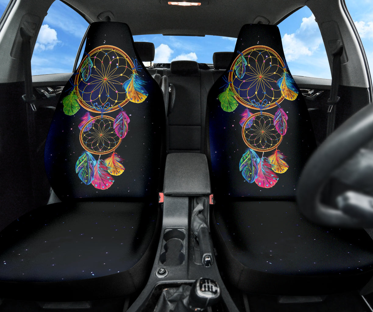 Premium Boho Dreamcatcher Car Seat Covers - Handmade Cotton Linen for Cars, SUVs & Trucks - Perfect for Road Trips, Camping & Bohemian Style Vehicles