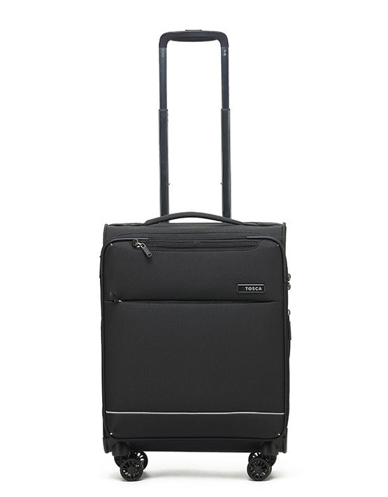 Tosca AIR5055 Underseat Trolley Carry-On Luggage - Black Compact Cabin Bag for Air Travel, Business Trips & Weekend Getaways