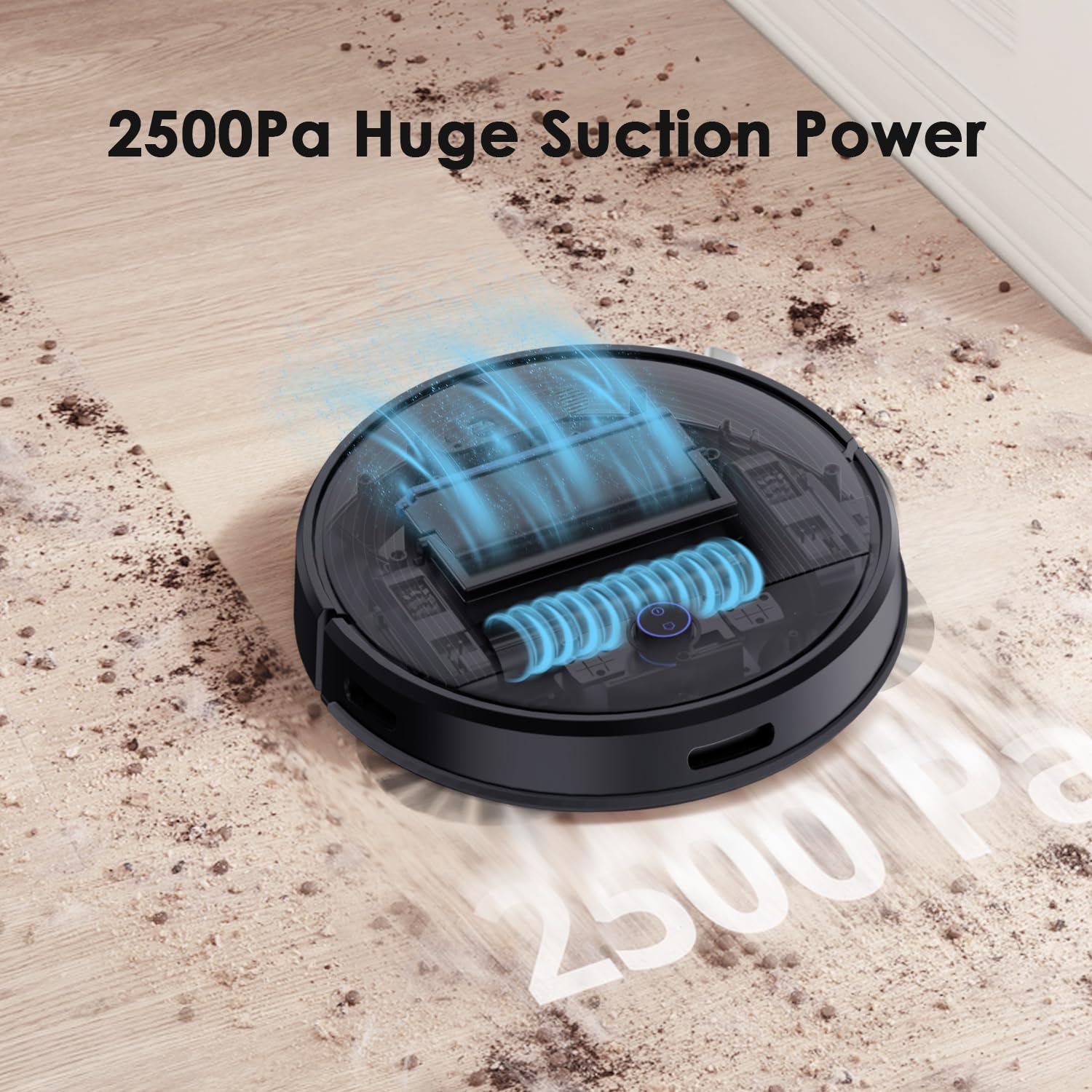 Smart Robot Vacuum Cleaner 2500Pa with WiFi App Control - Powerful Suction for Pet Hair, Hard Floors & Carpets - Ideal for Home Cleaning & Pet Owners