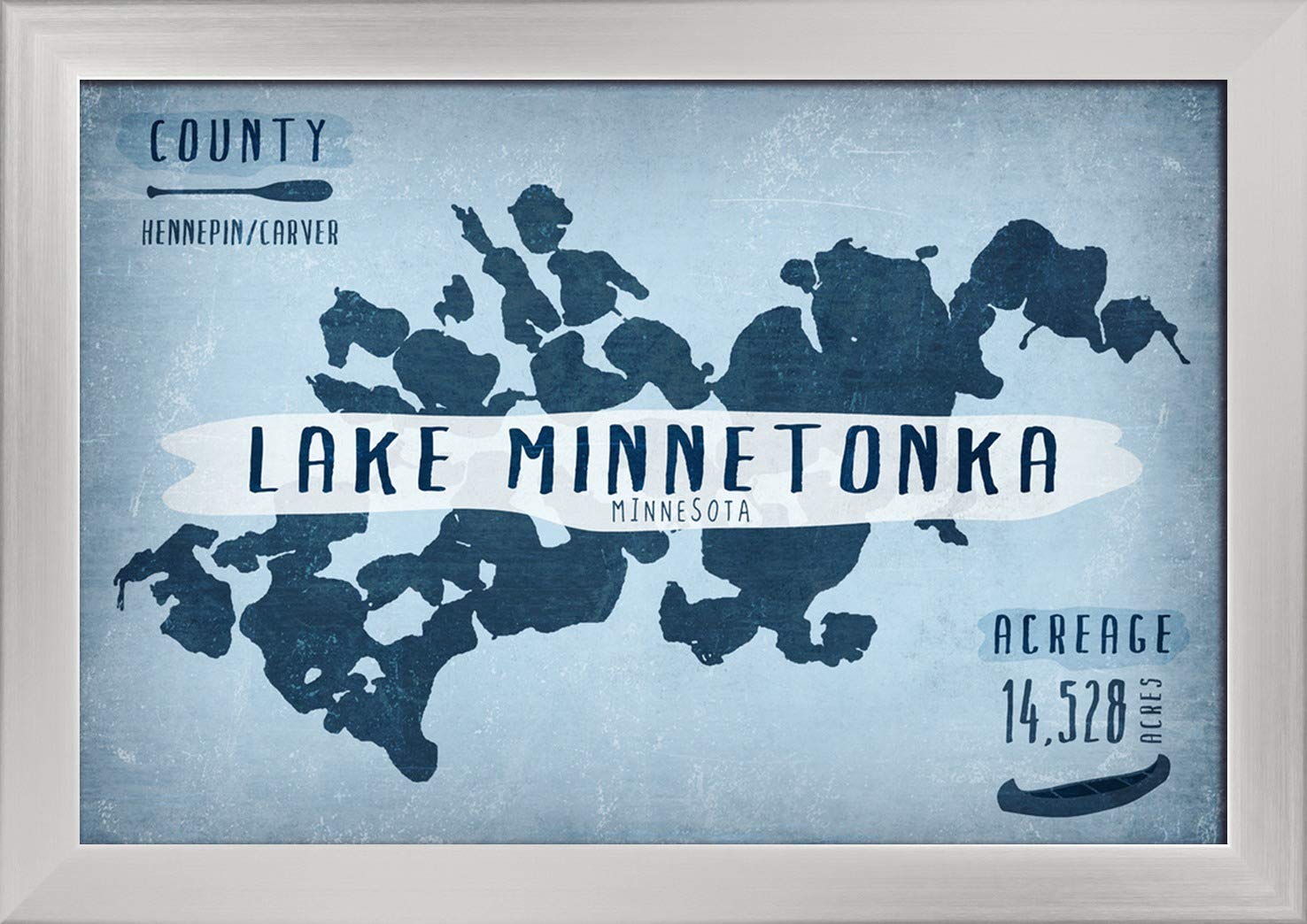 Lake Minnetonka Minnesota Landscape Art Print - 12x18 Giclee Fine Art with Recycled Wood Frame in Silver - Perfect for Home & Office Wall Decor