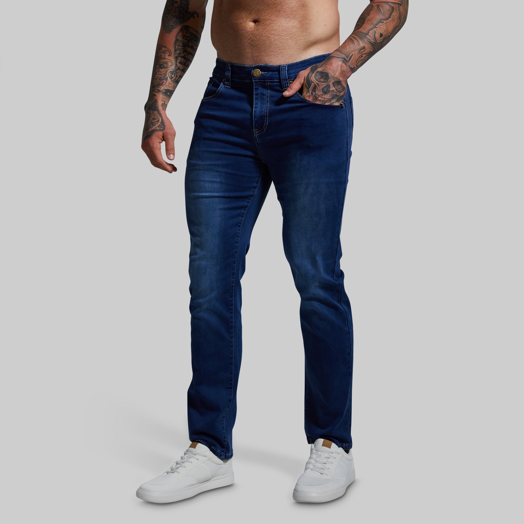 FLEX Stretchy Athletic Fit Jeans for Men - Dark Wash Denim Pants | Comfortable & Durable for Workout, Gym & Casual Wear