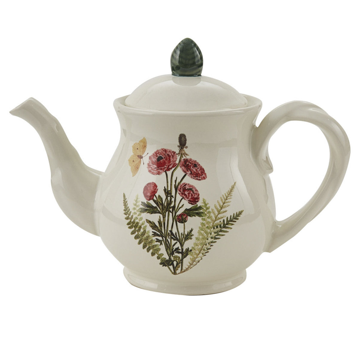 Williamsburg Garden Botanist Teapot - 16oz Floral Ceramic Teapot with Infuser for Loose Leaf Tea - Perfect for Afternoon Tea Party, Bridal Shower & Home Decor