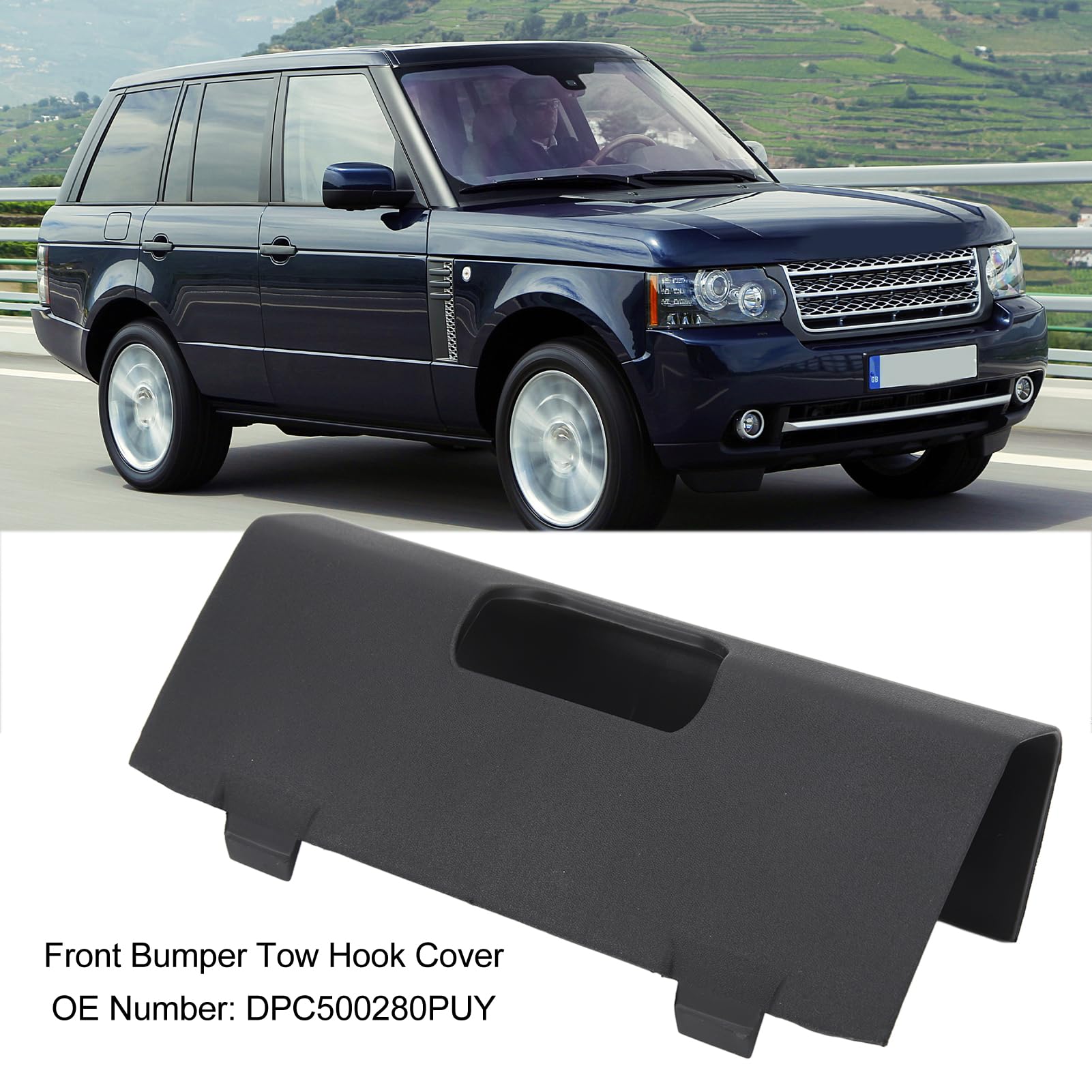 Range Rover L322 2006-2009 Front Bumper Tow Hook Cover - DPC500280PUY Replacement Towing Hook Cap for Car Accessories | Perfect for Off-Road Protection & Custom Styling