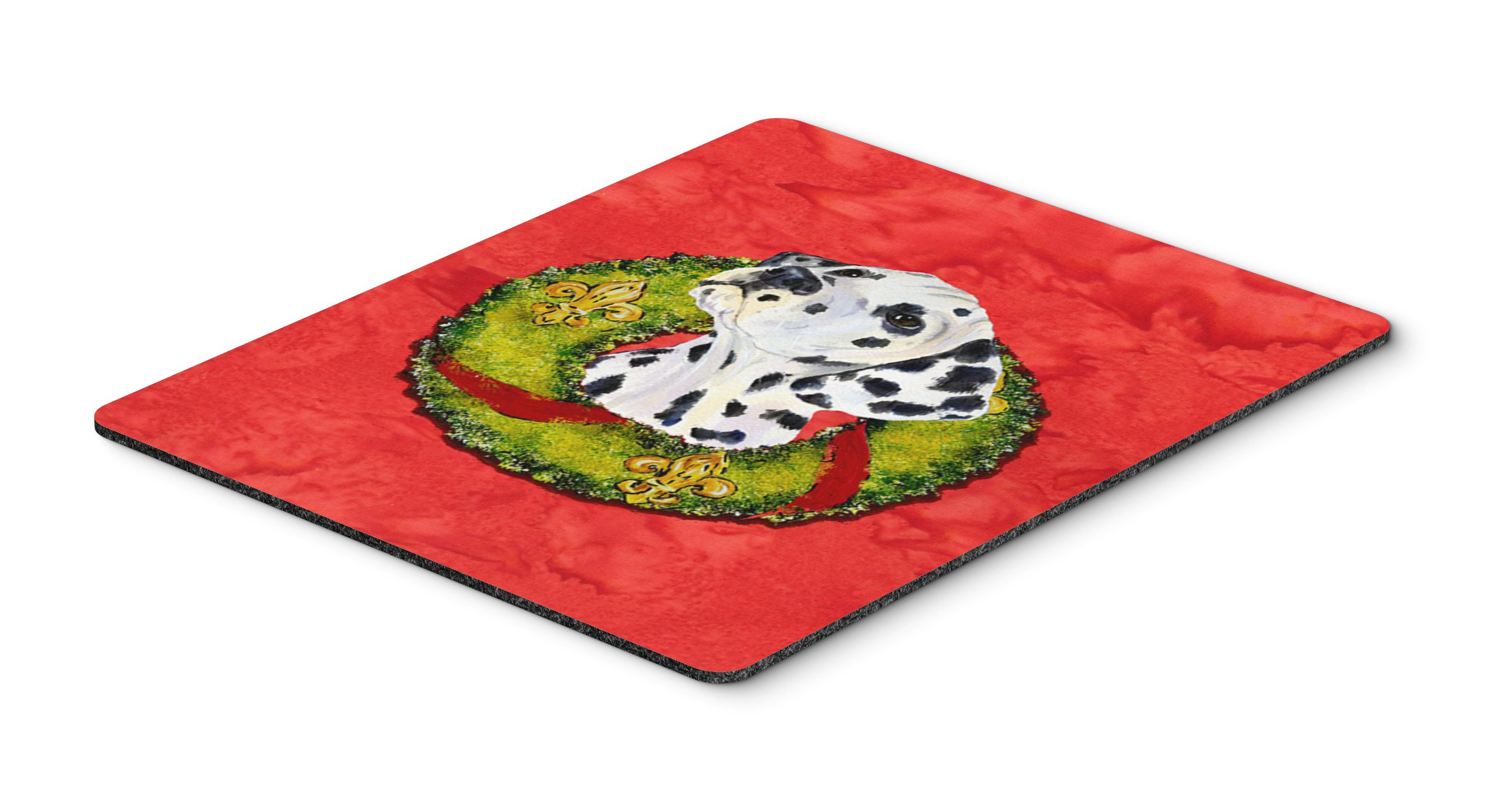 Caroline's Treasures SS4182MP Dalmatian Christmas Wreath Mouse Pad - Large Washable Non-Slip Desk Mat for Home Office, Gaming & Computer Work - Perfect Holiday Gift for Christmas Decor & Workspace
