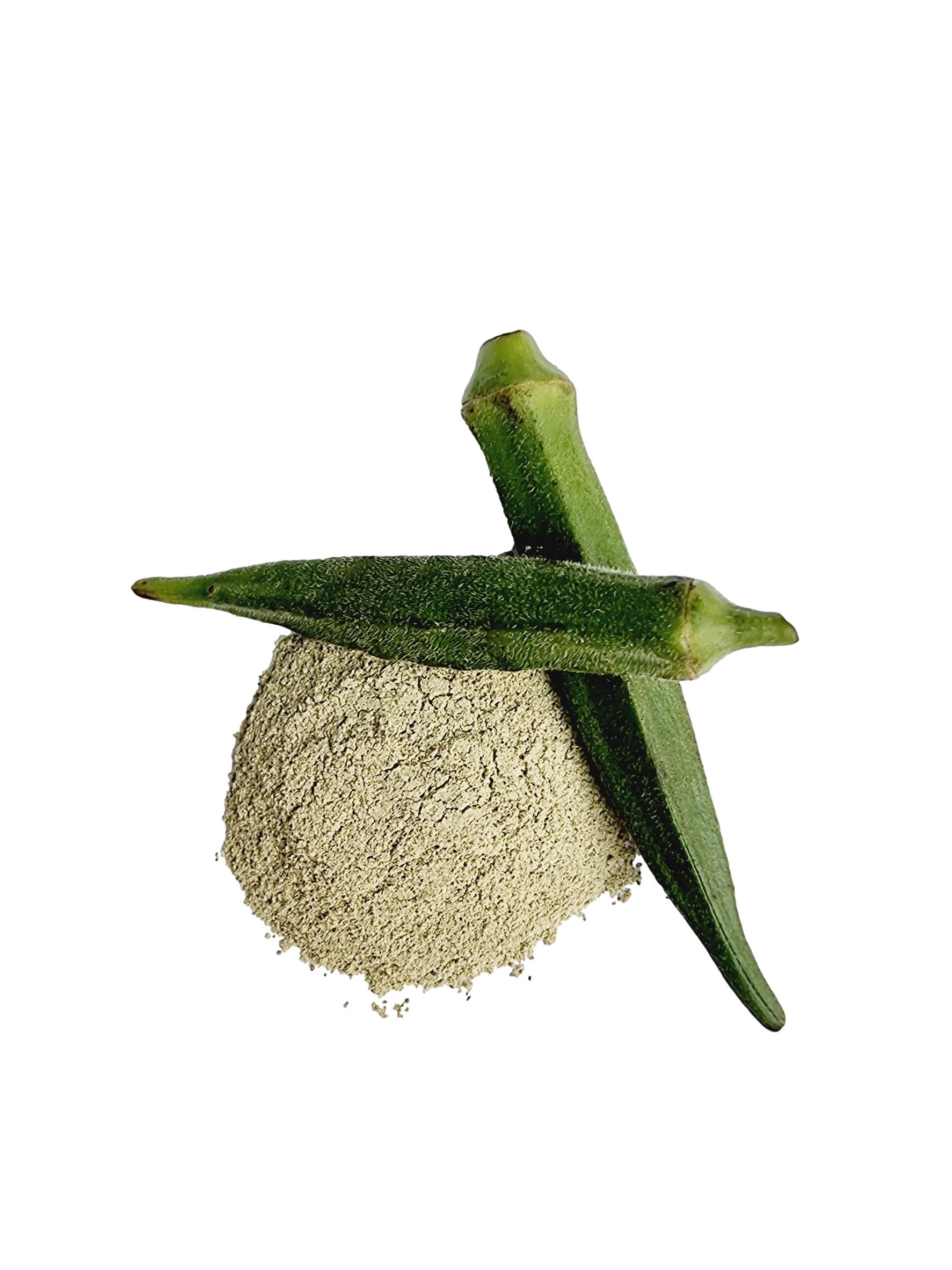 100% Pure Okra Powder (Lady's Finger Powder) - Natural & Organic Abelmoschus Esculentus - 1.76oz/50g for Smoothies, Baking & Healthy Recipes