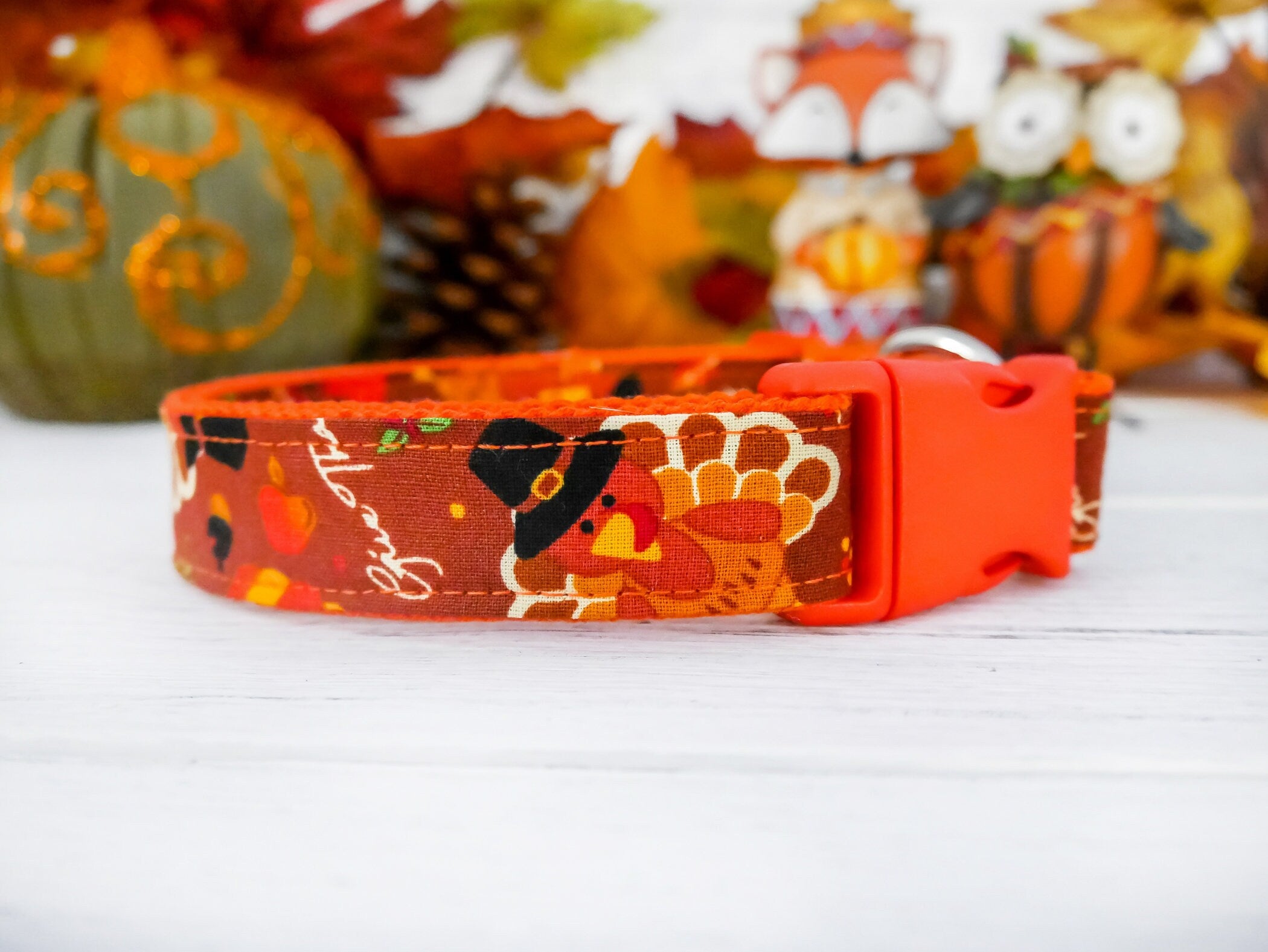 Thanksgiving Dog Collar with Turkey Design - Festive Pet Accessory for Holiday Parties & Family Gatherings