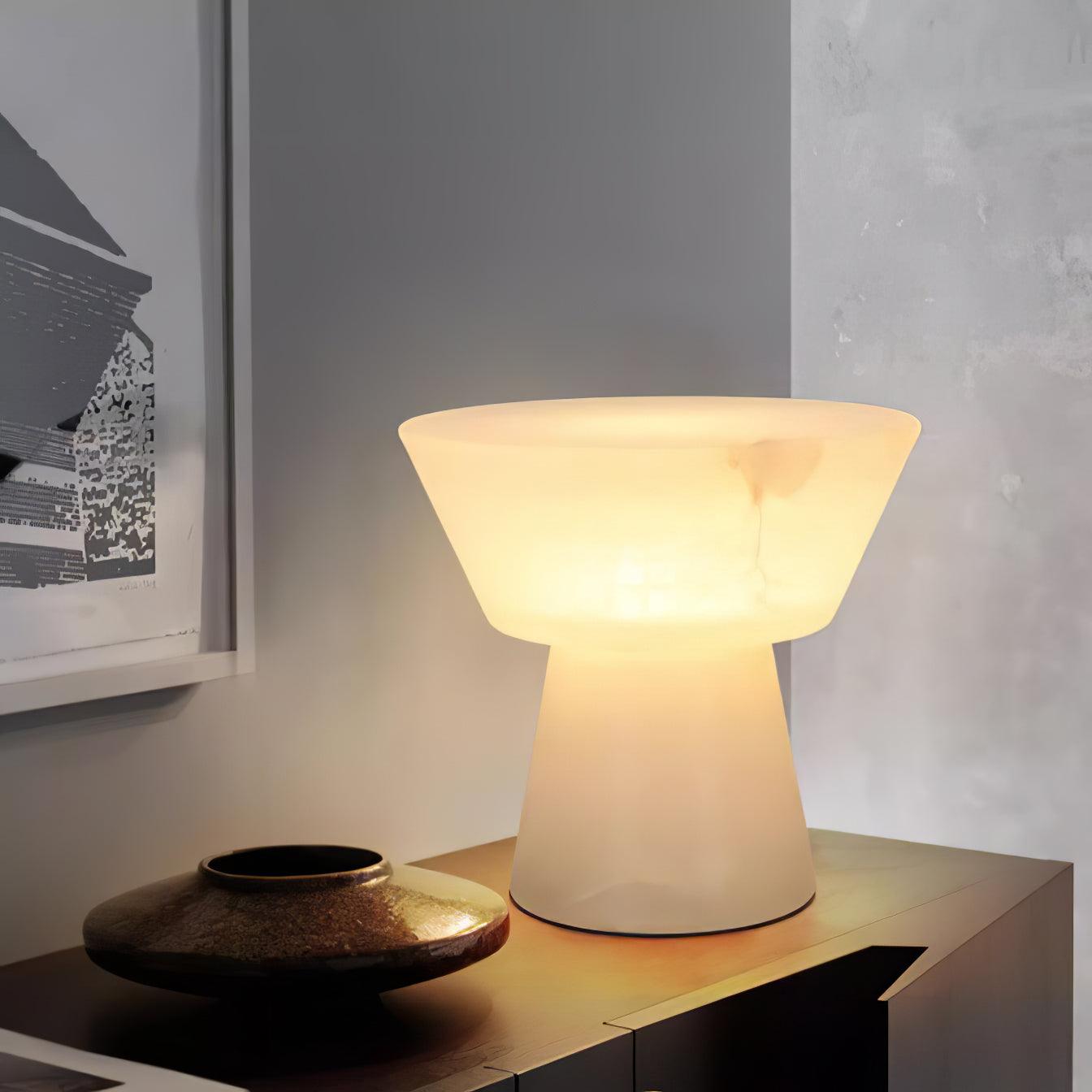 Elegant Beta Marble Table Lamp - Modern Home & Office Decor Lighting for Bedroom, Living Room, Study - Dimmable LED Desk Lamp with Natural Stone Base