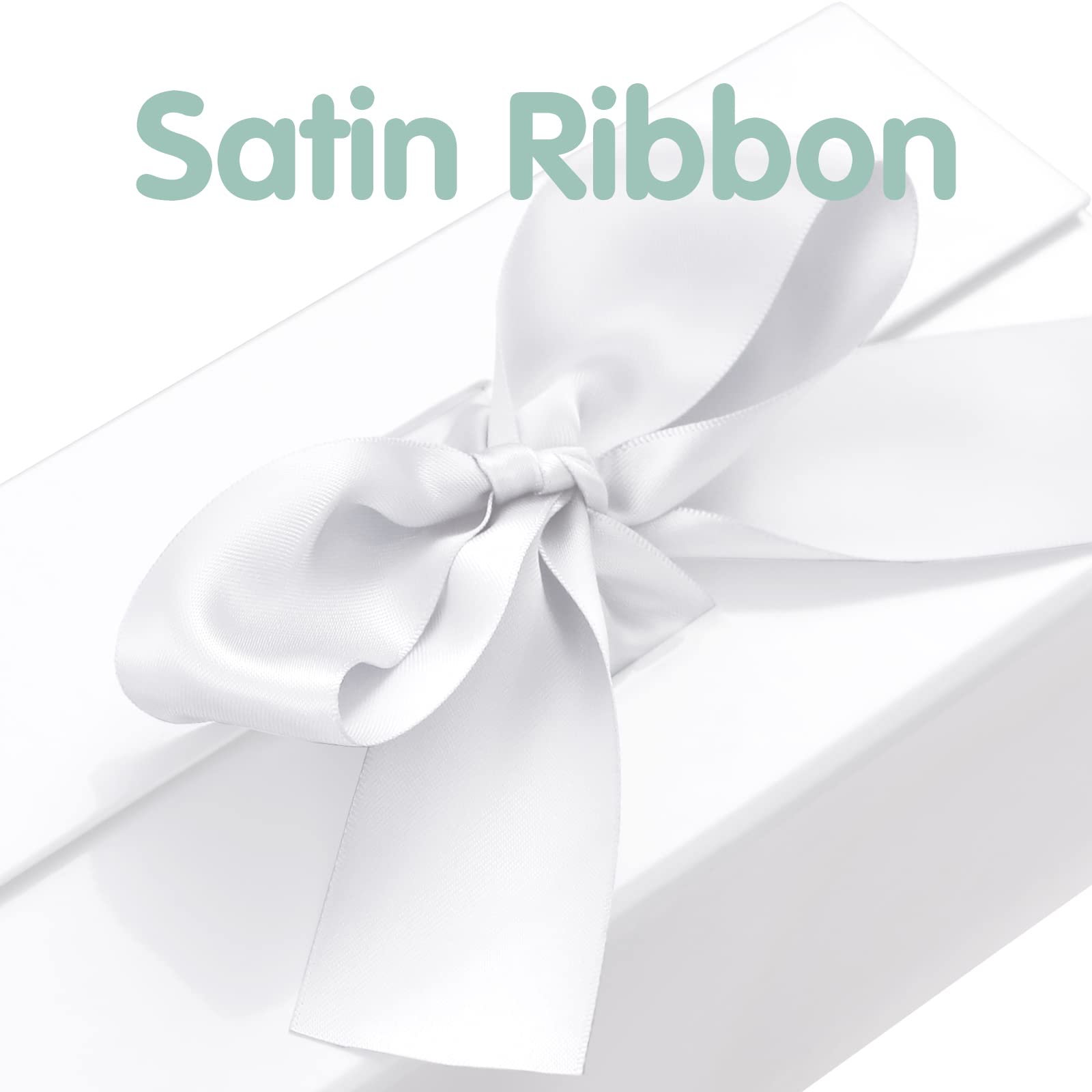 Happy Potato Gift Box with Ribbon - 9x6.5x3.8 Inches White Magnetic Bridesmaid Proposal Box with Lid - Perfect for Wedding Party Favors, Birthday Presents & Special Occasion Gift Packaging (Glossy White)