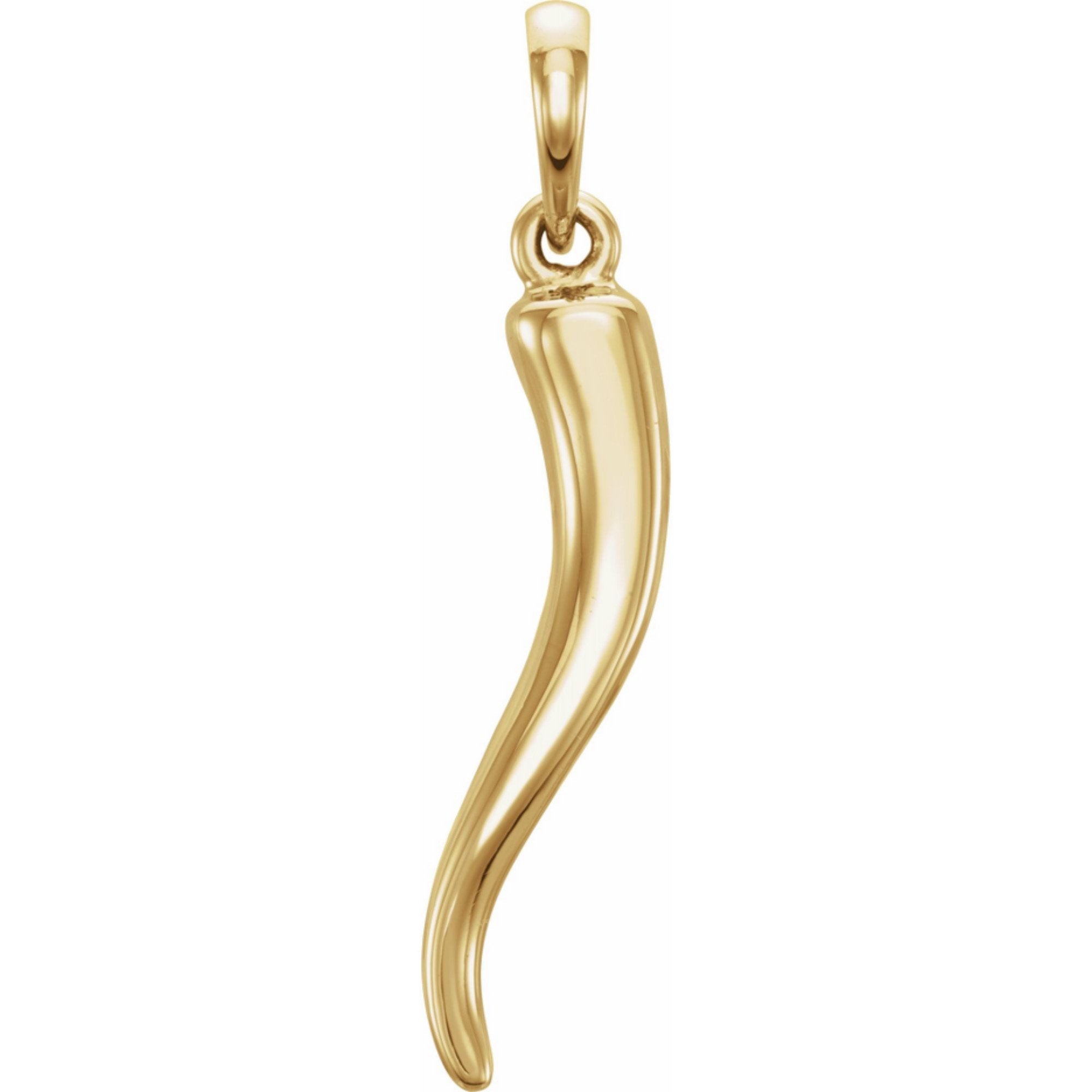 14K Yellow, Rose or White Gold Italian Horn Pendant Necklace - Lucky Charm for Protection & Good Fortune - Perfect for Gifts, Everyday Wear & Special Occasions