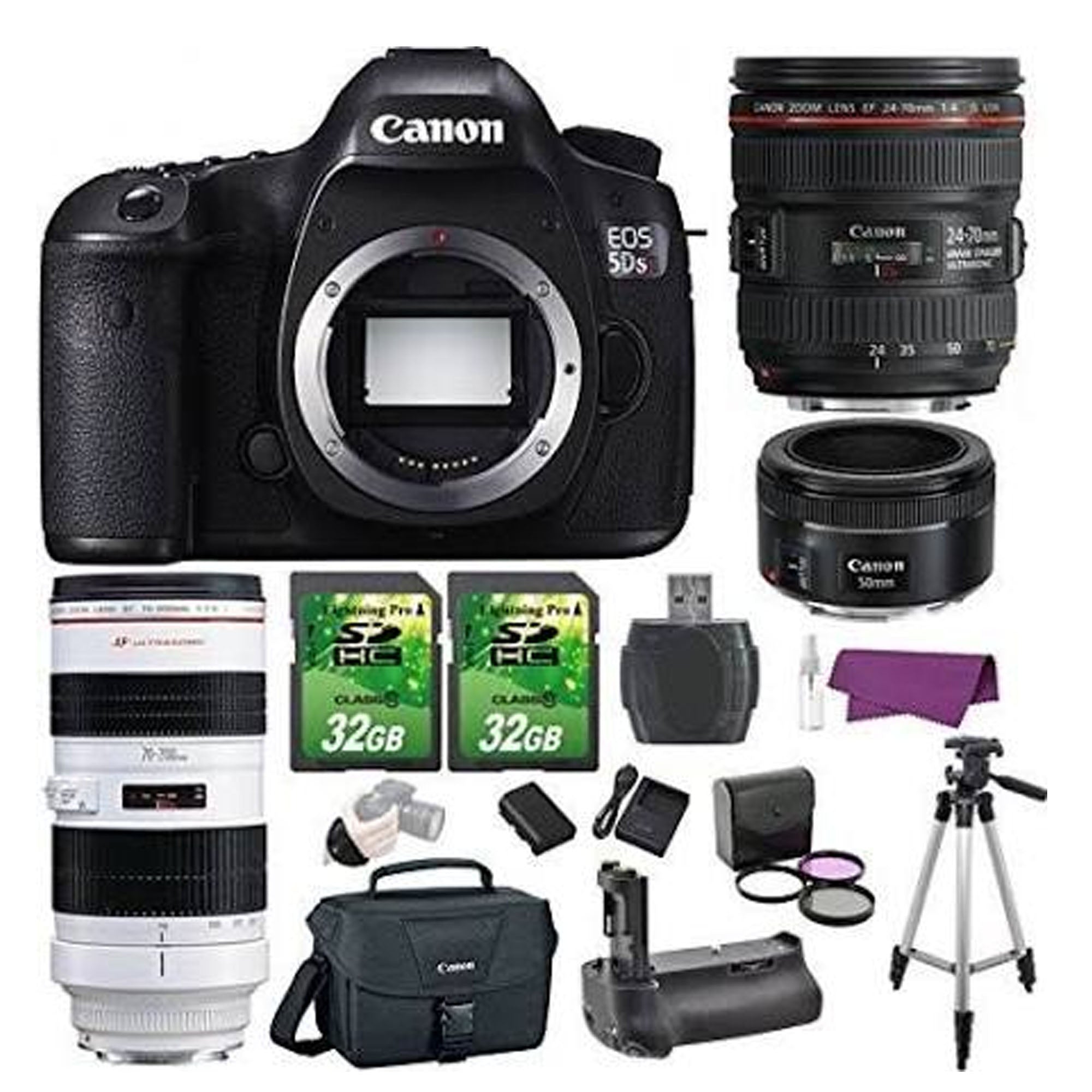 Canon EOS 5DS R 50.6MP Full Frame DSLR Camera with EF 24-70mm f/4L IS USM Lens + EF 70-200mm f/2.8L USM Lens + EF 50mm f/1.8 STM Lens Bundle - Professional Photography, Portrait, Wedding & Travel Shooting