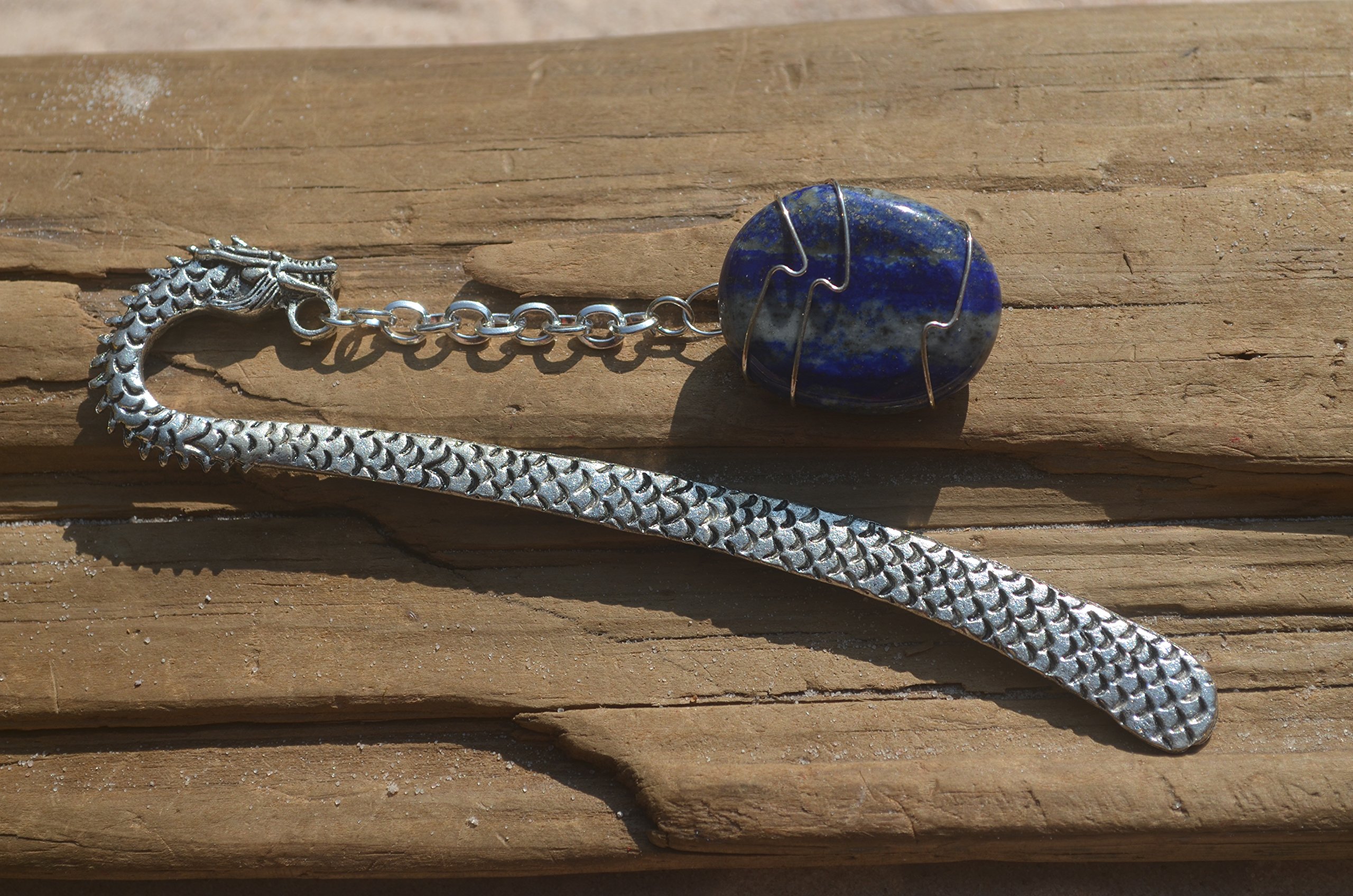 Handmade Lapis Lazuli Stone Wire Wrapped Bookmark - Elegant Book Accessory for Readers & Book Lovers - Perfect Gift for Bookworms, Birthday & Special Occasions