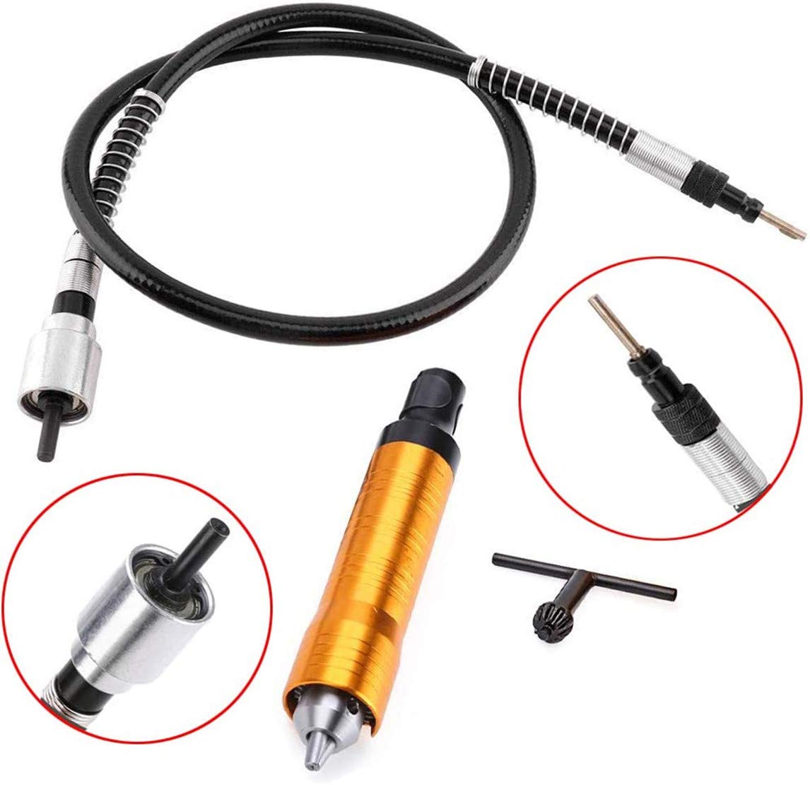 0.3-4mm Flexible Shaft Adapter Attachment for Rotary Tools - Compatible with Grinders & Drills - Includes Wrench (Rubber Flex Shaft, Silver) - Perfect for Jewelry Making, DIY Crafts & Precision Metalworking