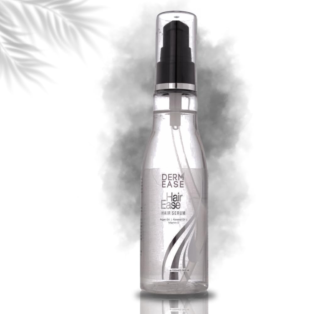 Derm Ease Hair Serum with Argan Oil, Almond Oil & Vitamin E - Repairing Treatment for Frizzy, Damaged Hair - Men & Women (100ml) - Perfect for Daily Hair Care & Salon-Quality Results at Home